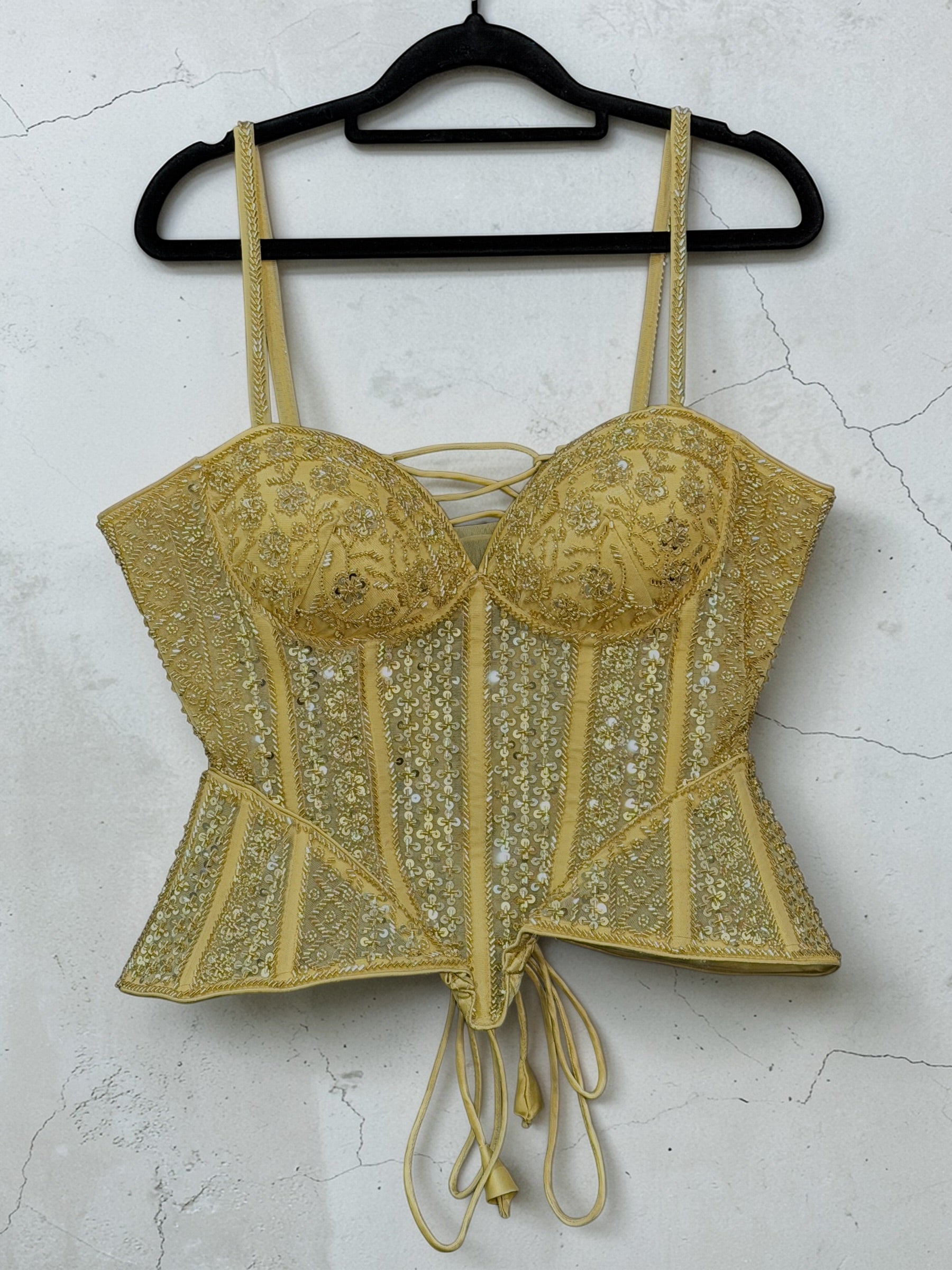 Elegant Gold Sequin Corset Blouse - Blouse (2)