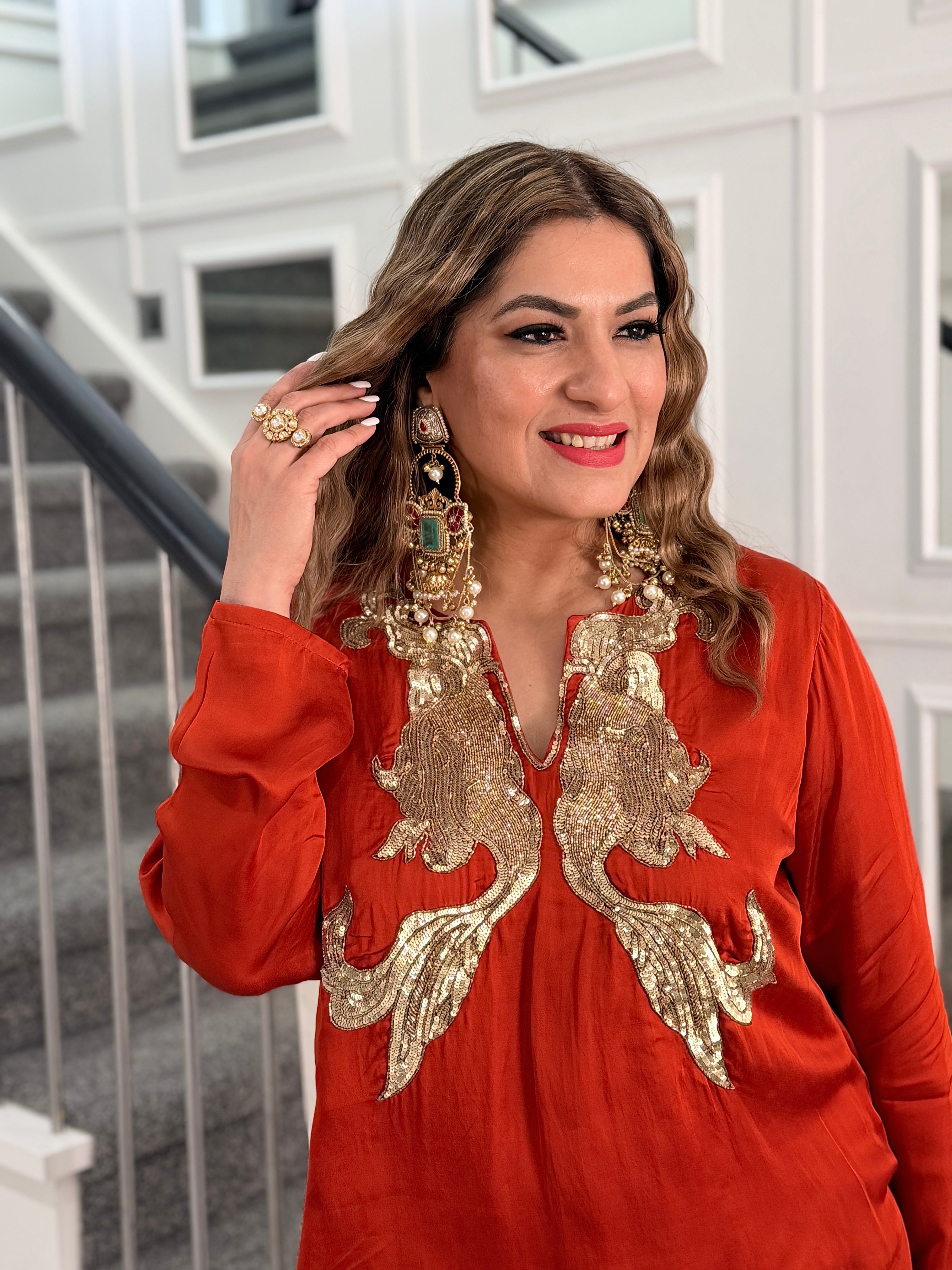 Elegant Rust Indo-Western Ensemble - Indo-western Wear (3)