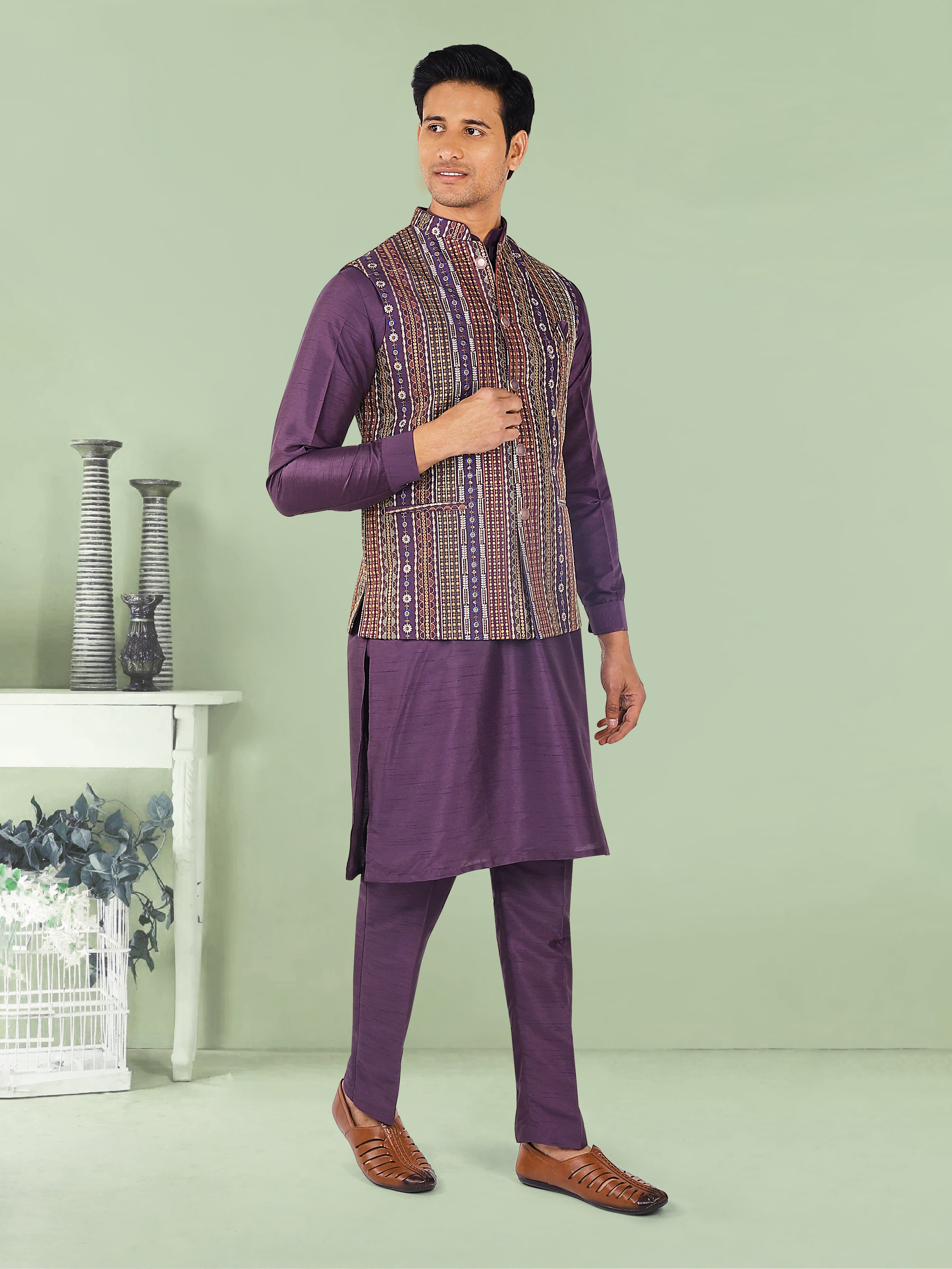 Mens Kurta Payjama and Jacket Set