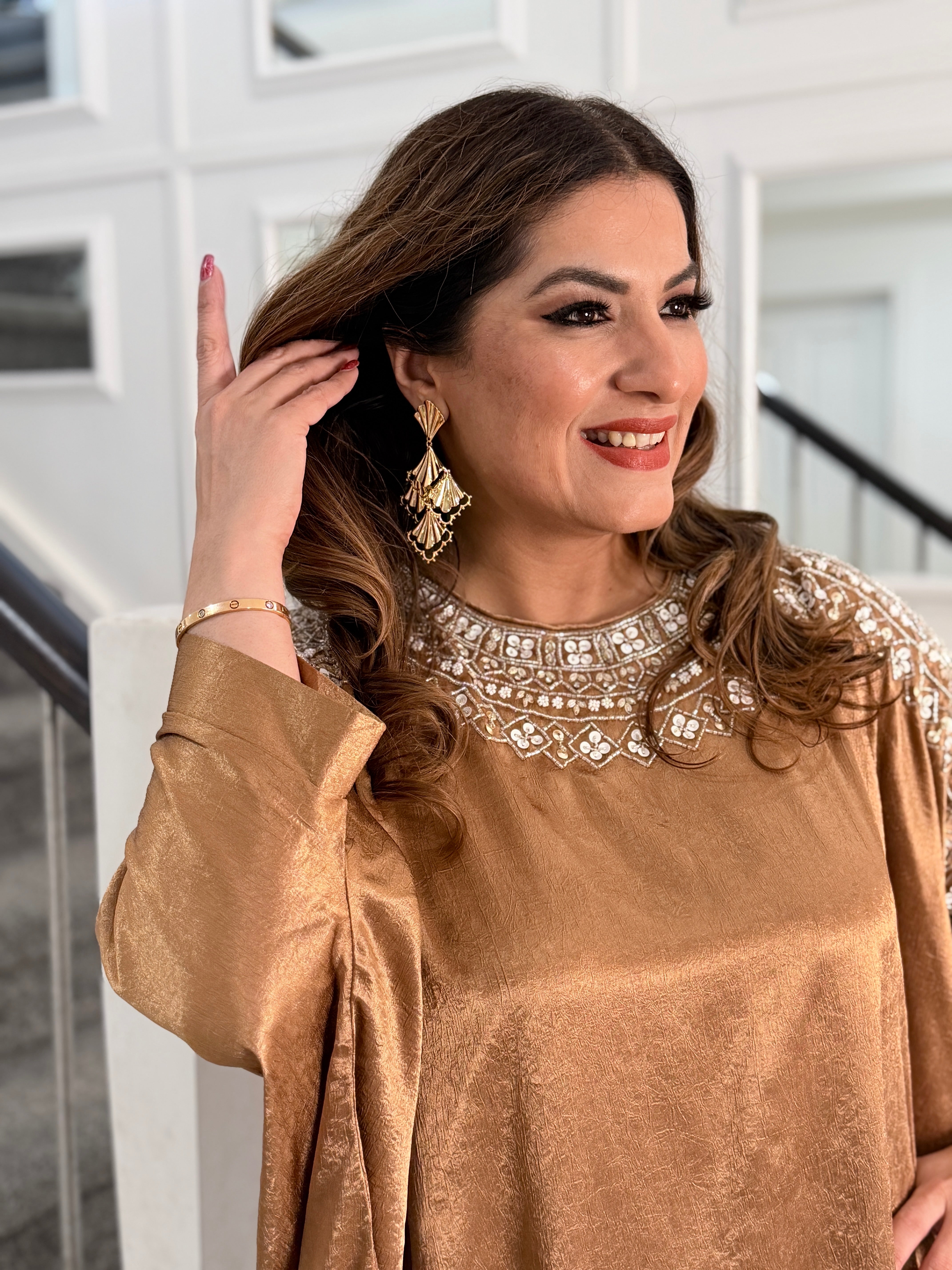 Bronze Elegant Embellished Kaftan Set - Coordset (3)