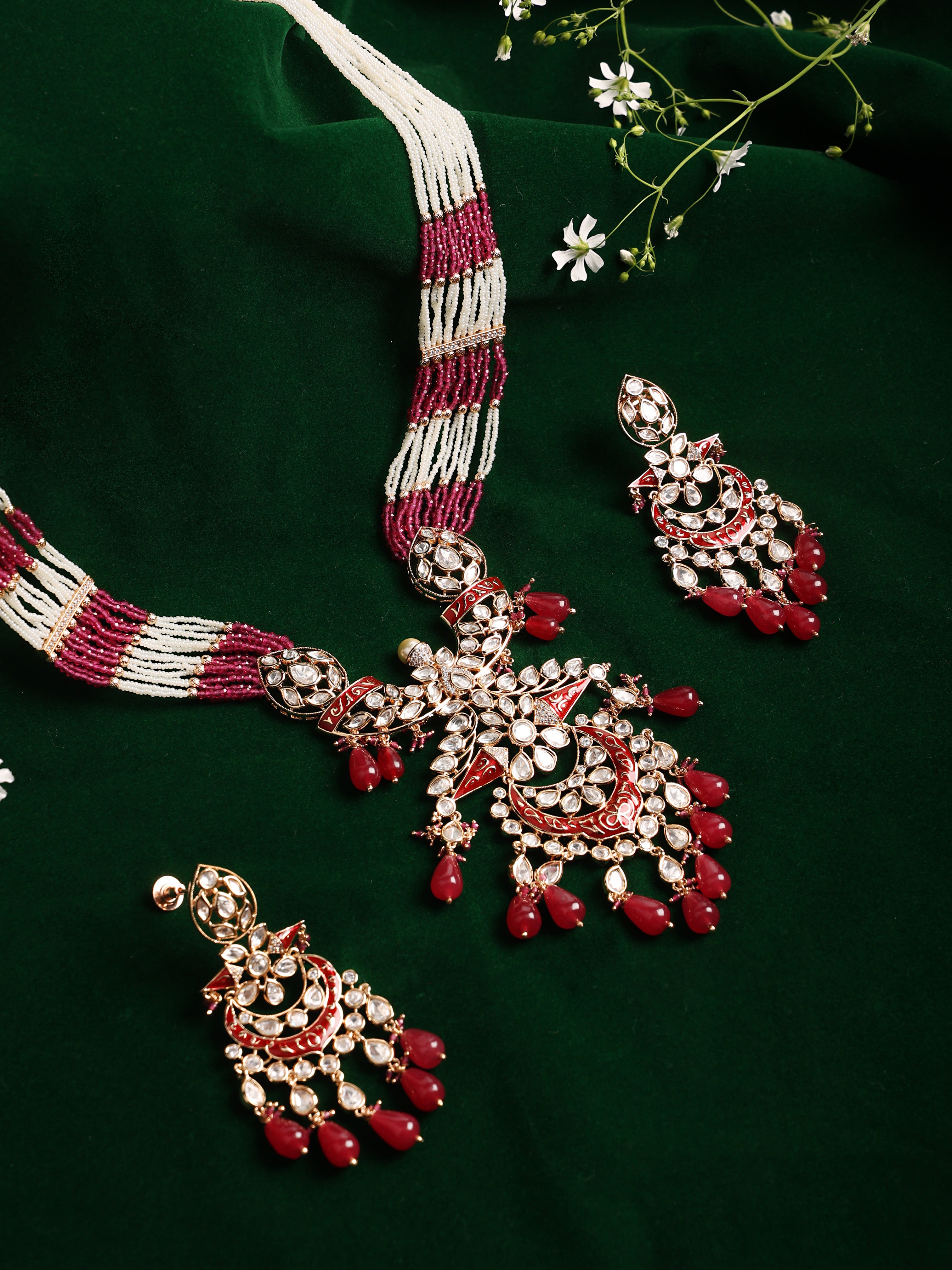KUNDAN NECKLACE WITH EARRING SET