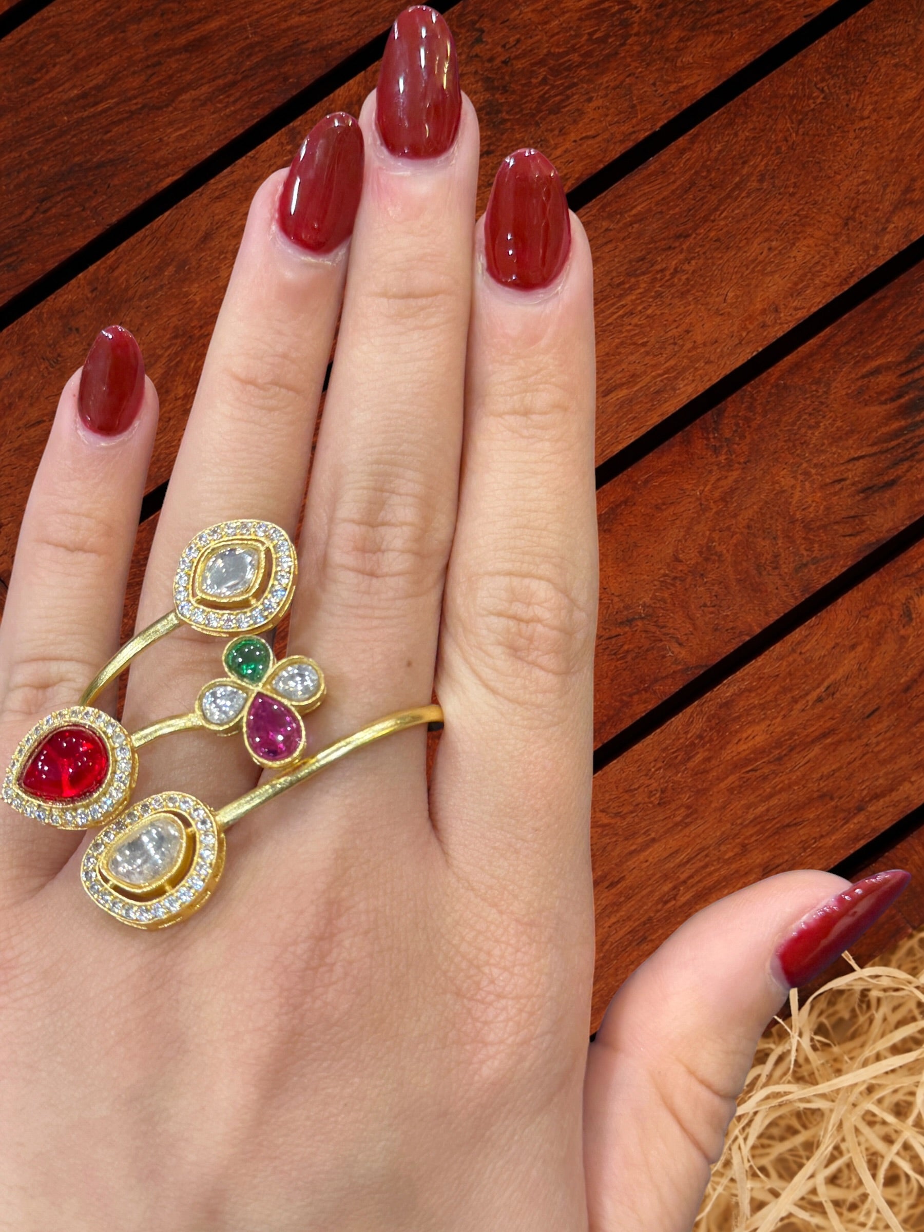 Elegant Gold and Multi-Stone Ring Set - Rings
