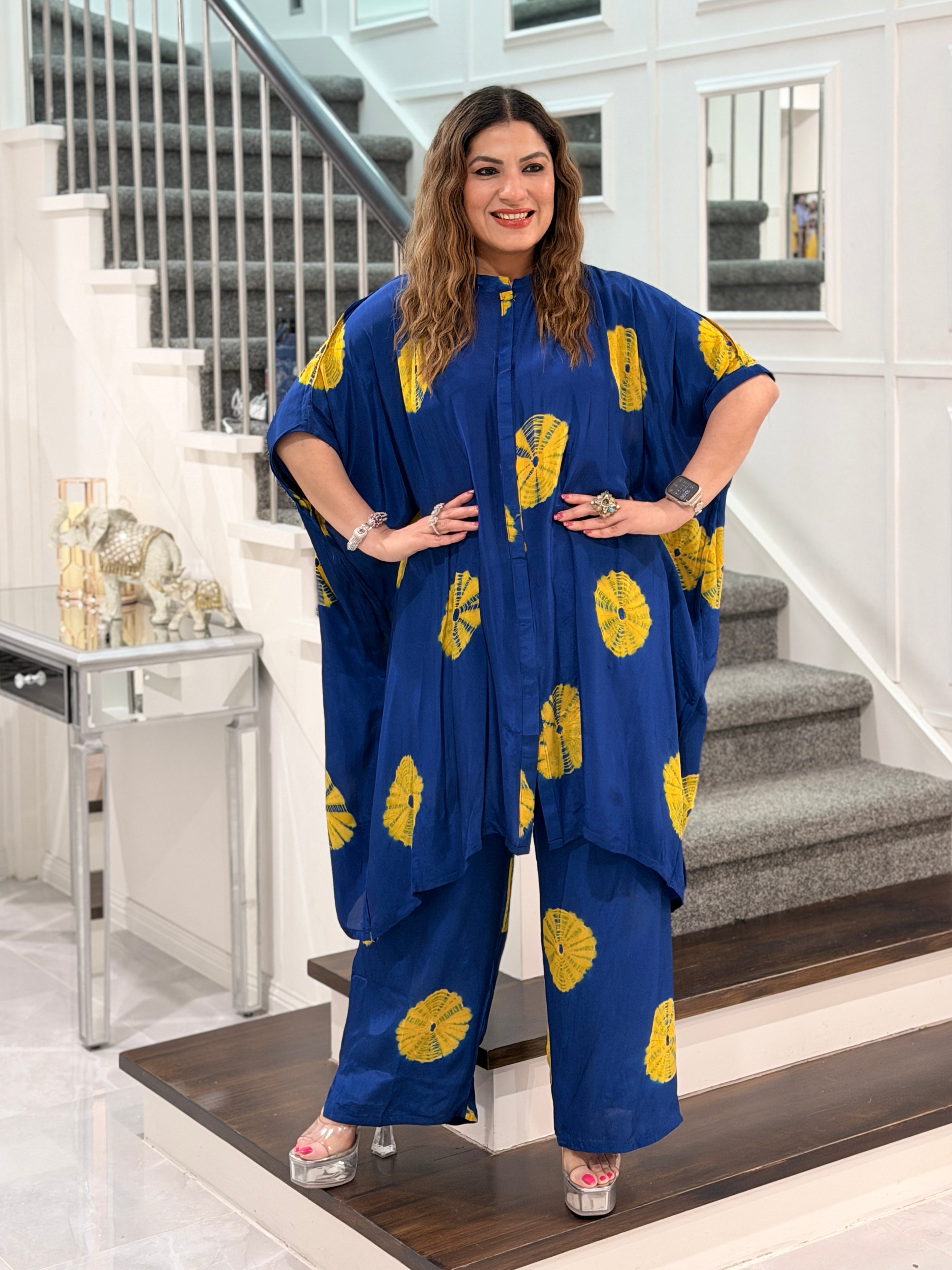 Navy and Yellow Patterned Coordset - Coordset (2)