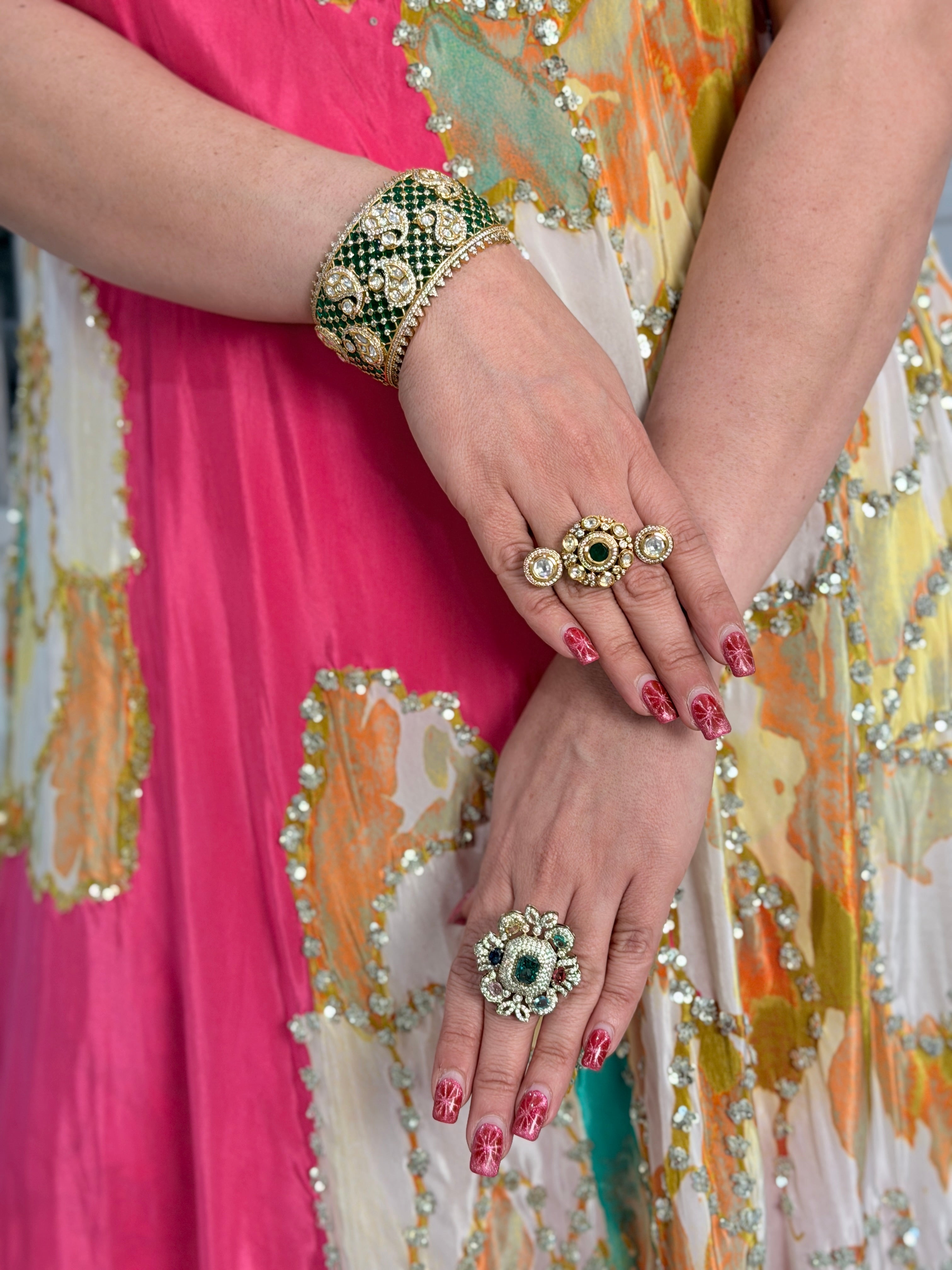 Vibrant Pink Floral Indo-Western Gown - Indo-western Wear (4)