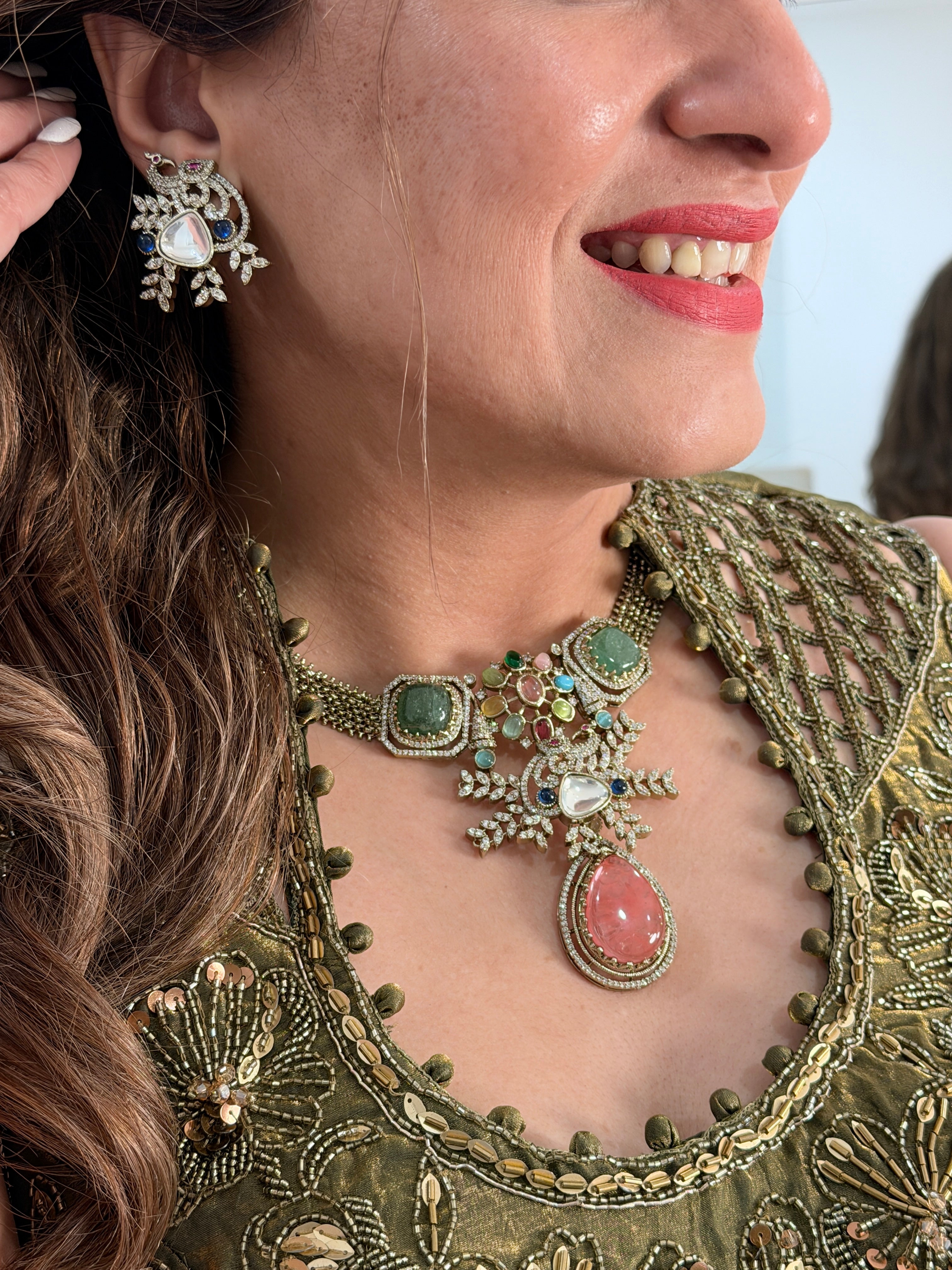 Olive Green Indo-Western Gown - Indo-western Wear (5)