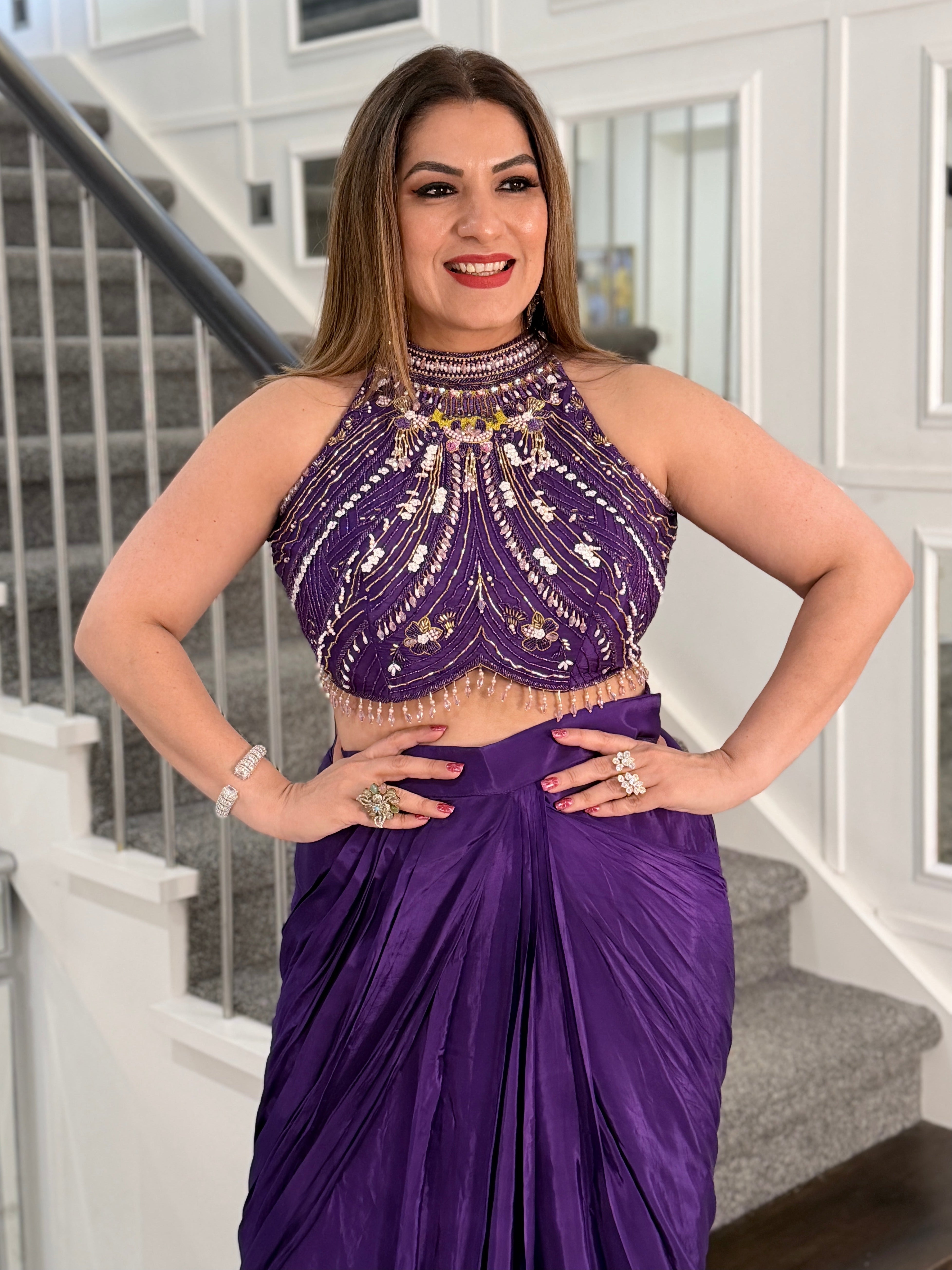 Elegant Purple Indo-Western Gown - Indo-western Wear (2)