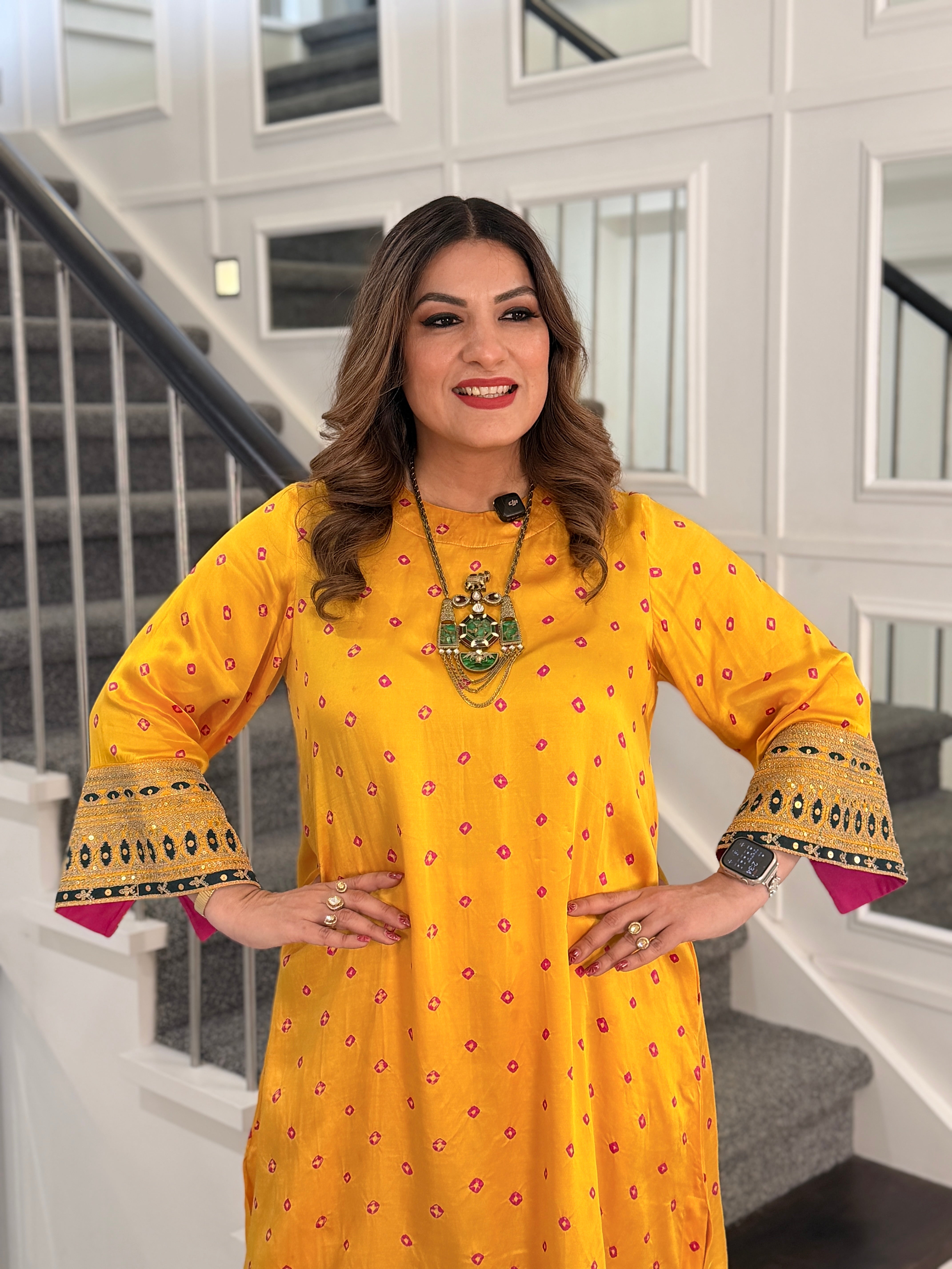 Vibrant Yellow Embroidered Kurta Set - Indo-western Wear (2)