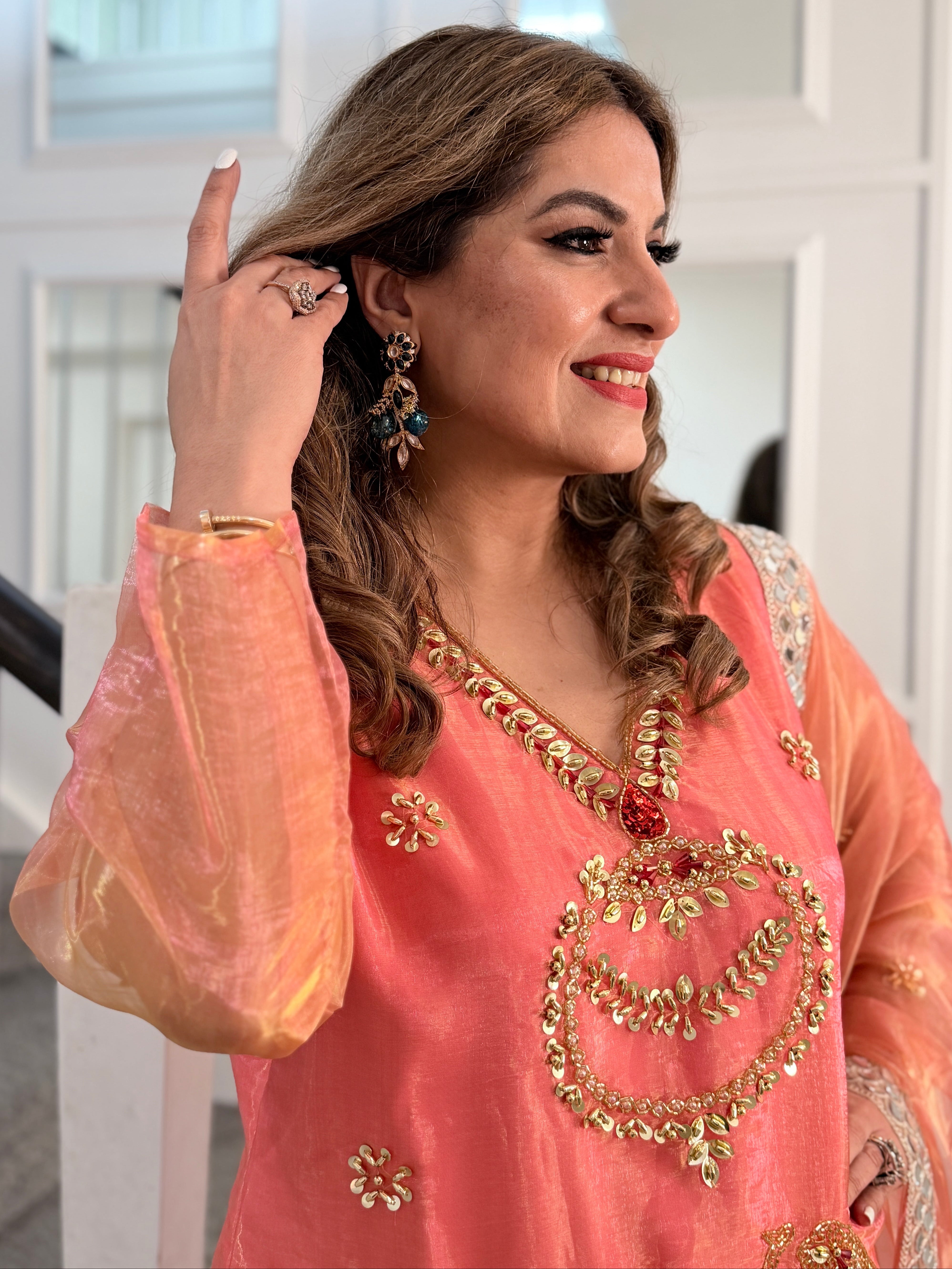 Coral Glam Salwar Kameez with Embellishments - Salwar Kameez (3)