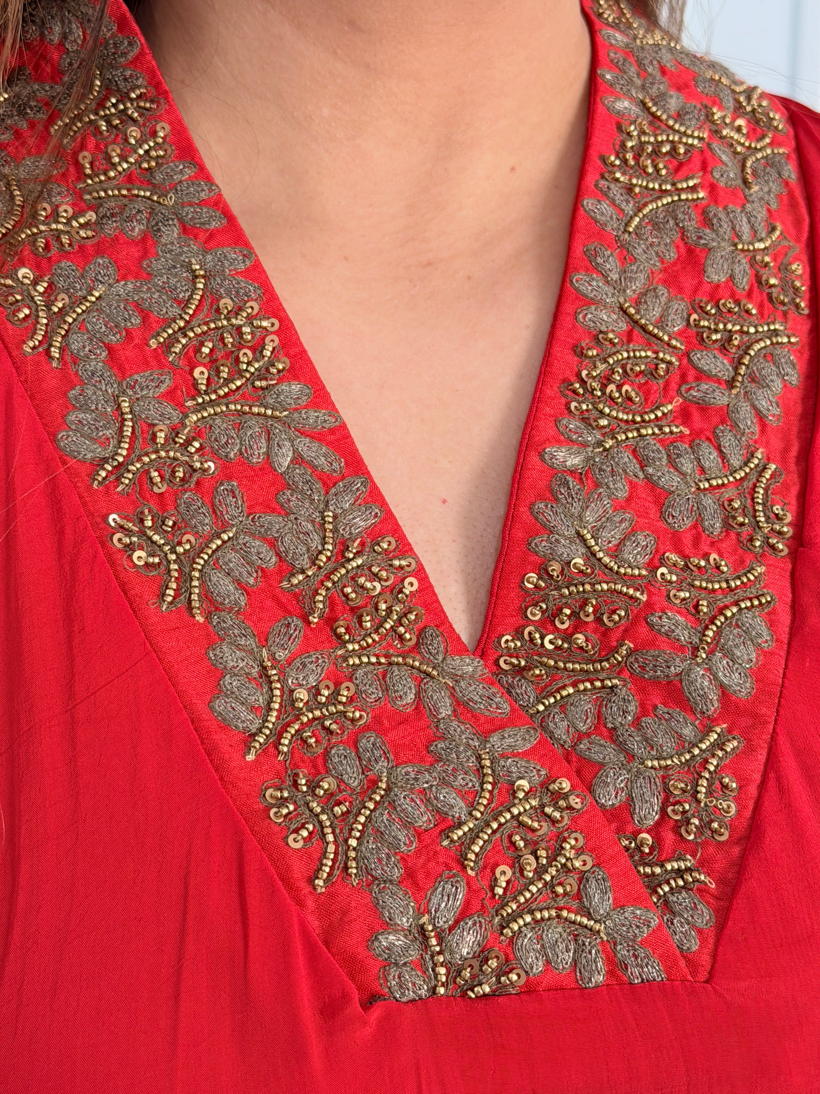 Elegant Red Ombre Indo-Western Kaftan Set - Indo-western Wear (5)