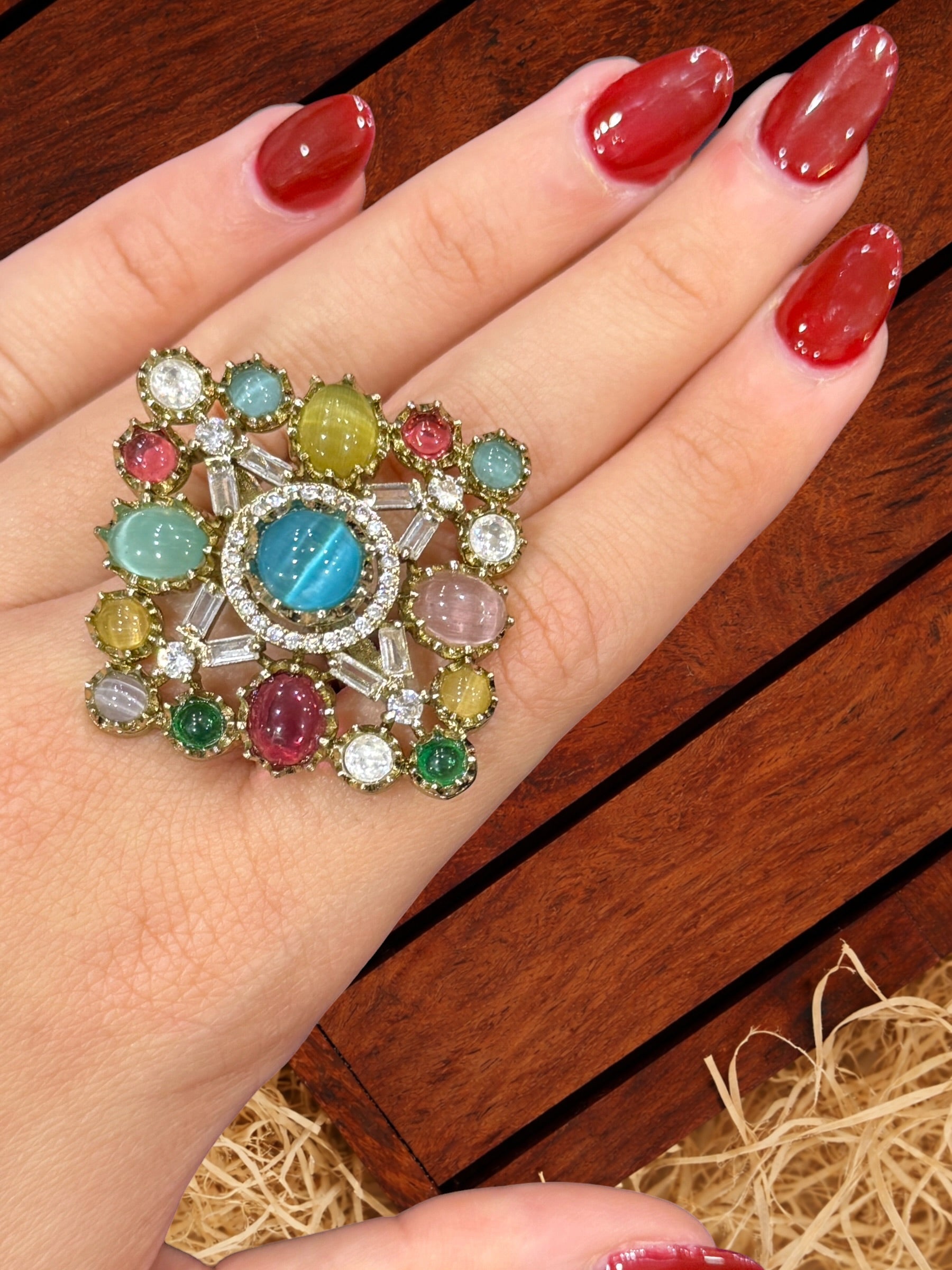 Vibrant Multicolored Gemstone Ring