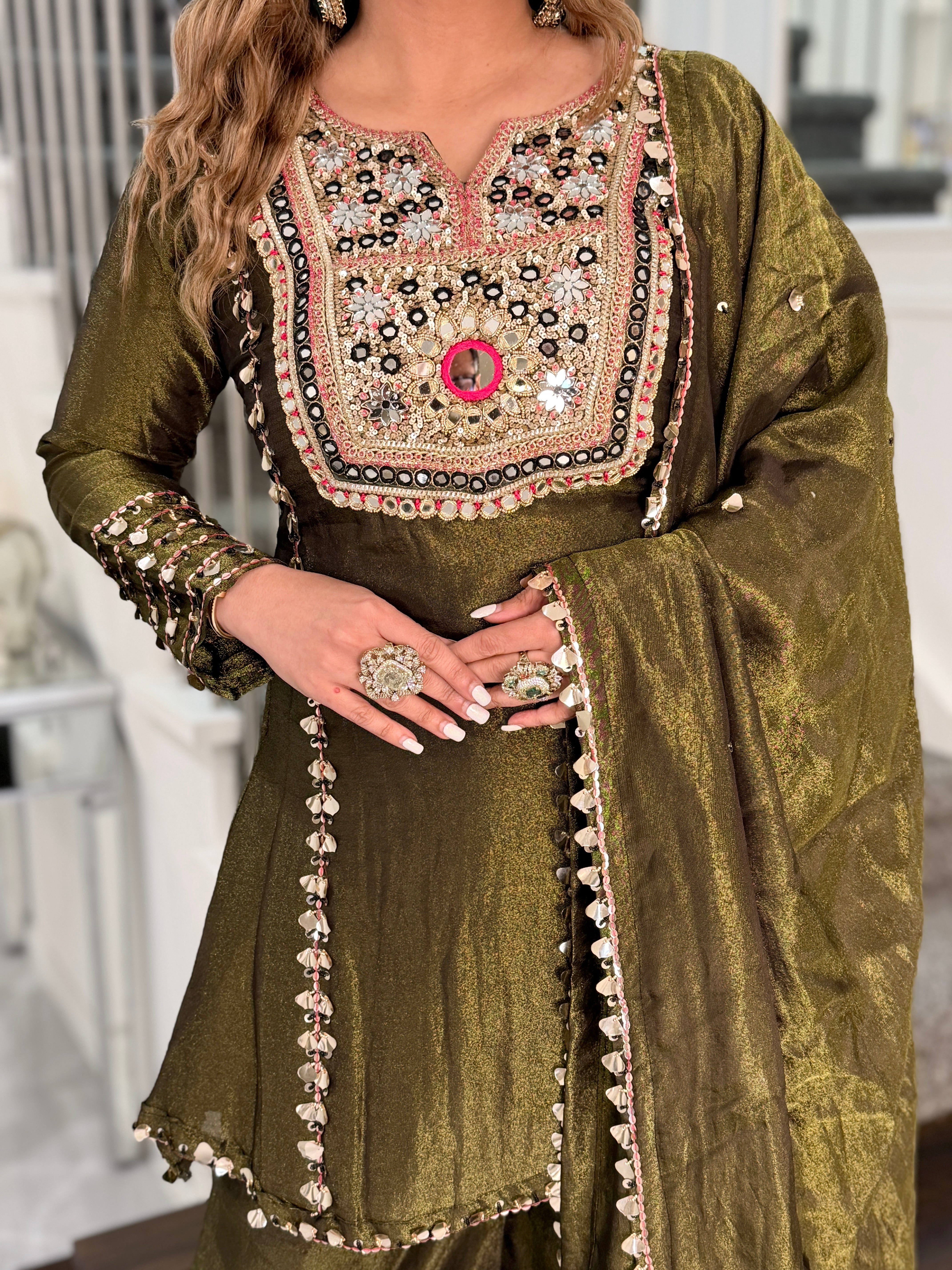 Olive Green Embroidered Salwar Kameez - Salwar Kameez (5)