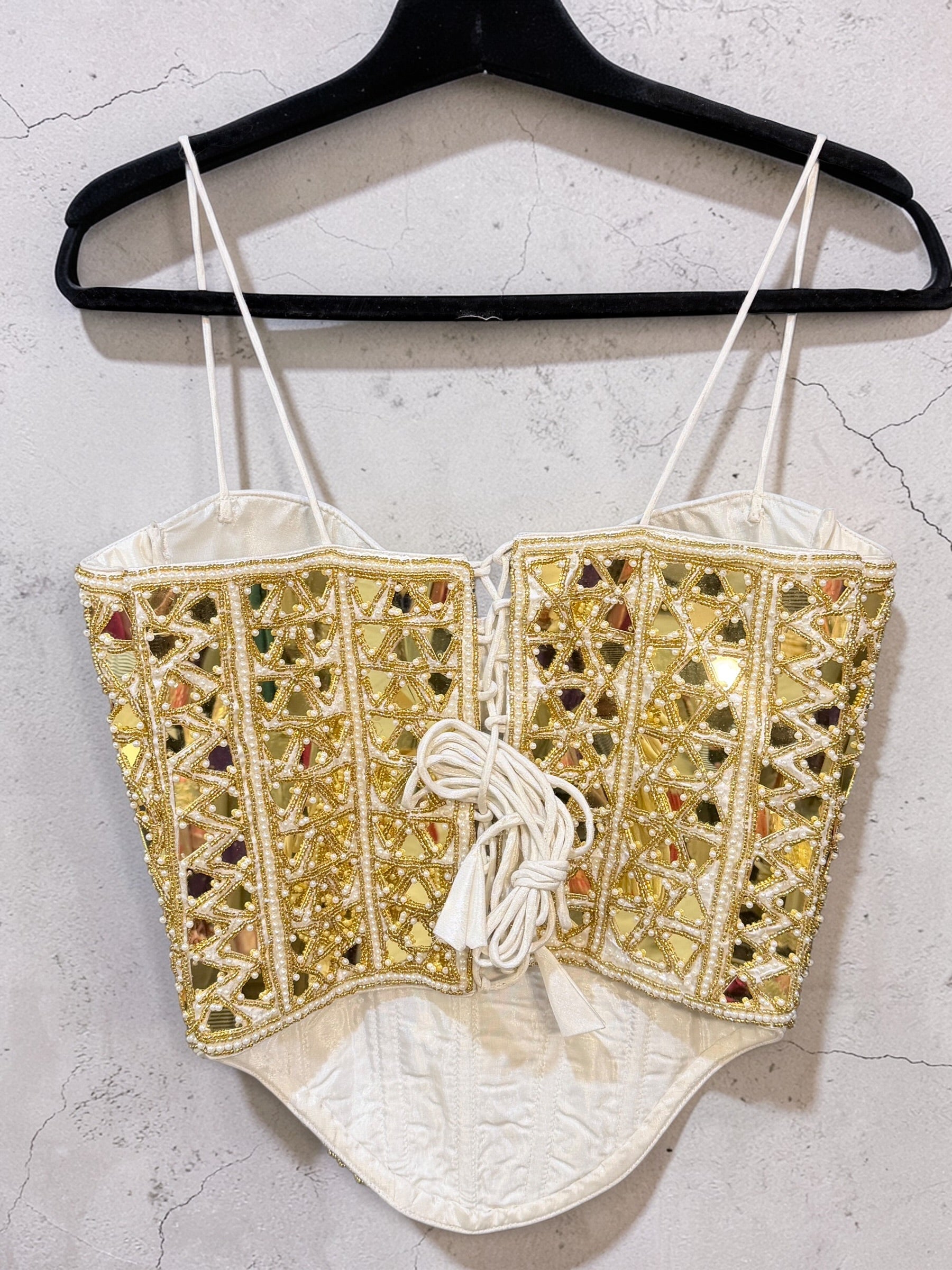 Embellished Gold Mirror Work Blouse - Blouse (2)