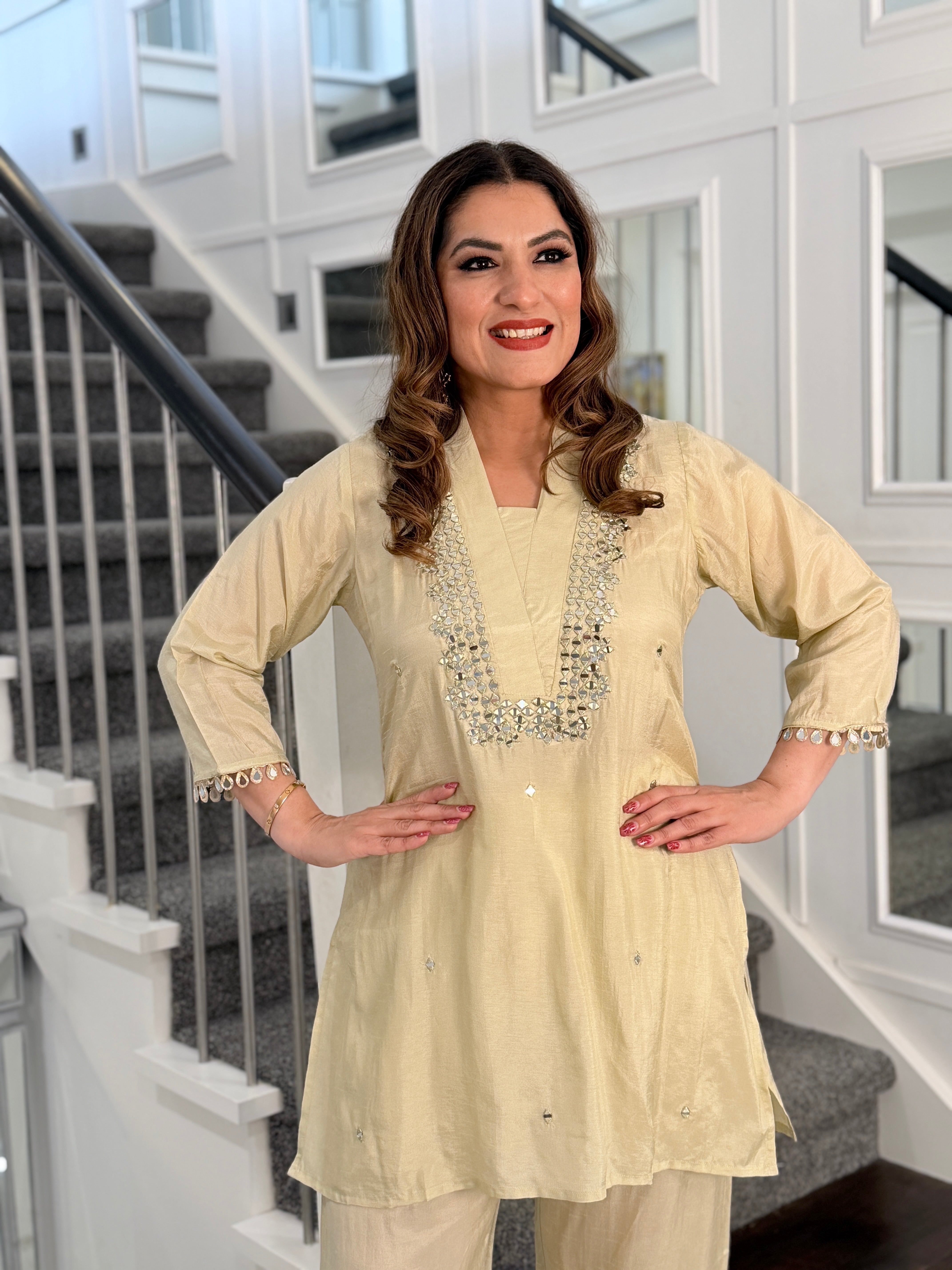 Elegant Beige Embellished Coordset - Coordset (3)