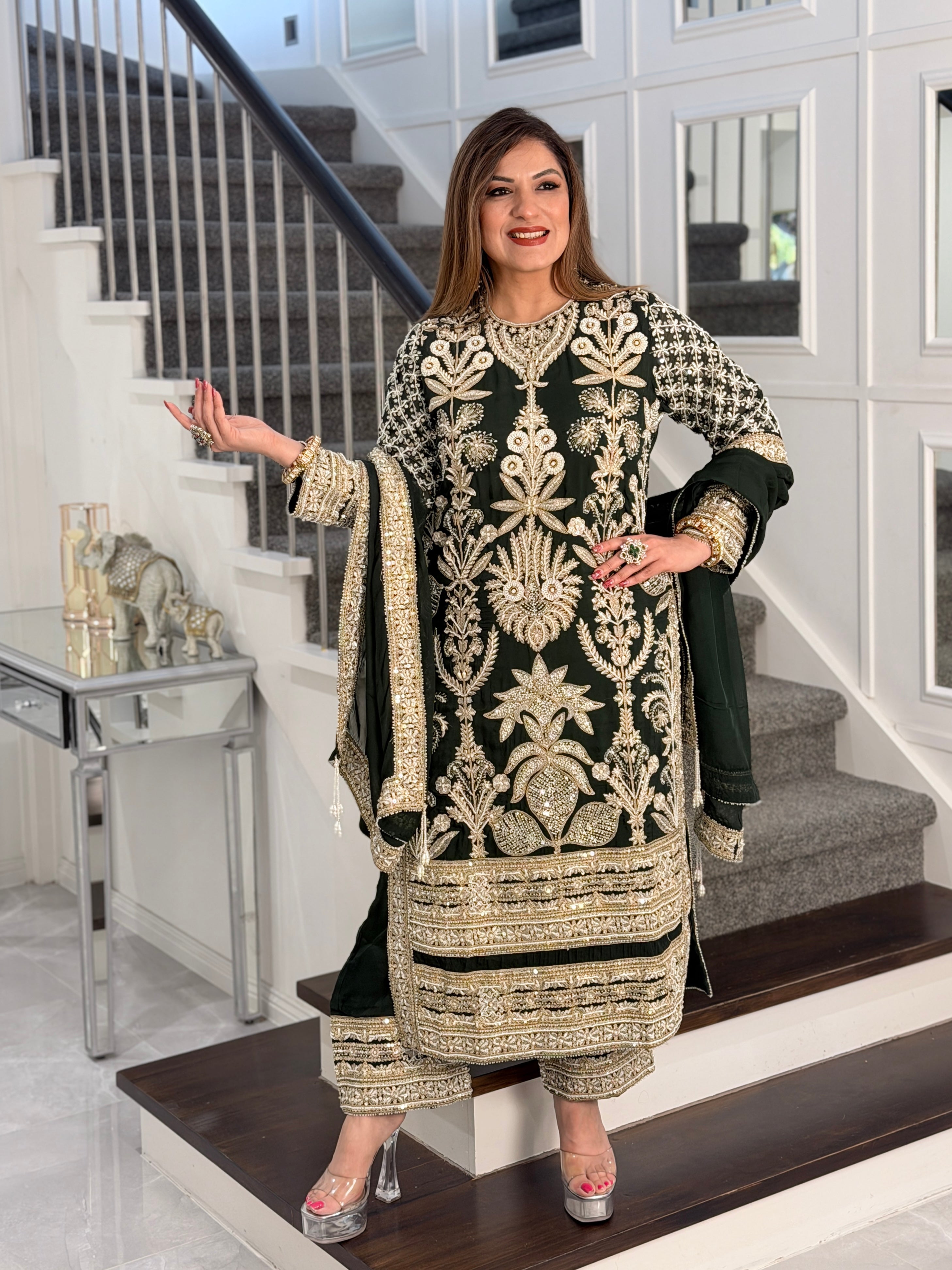 Elegant Green Embroidered Salwar Kameez - Salwar Kameez