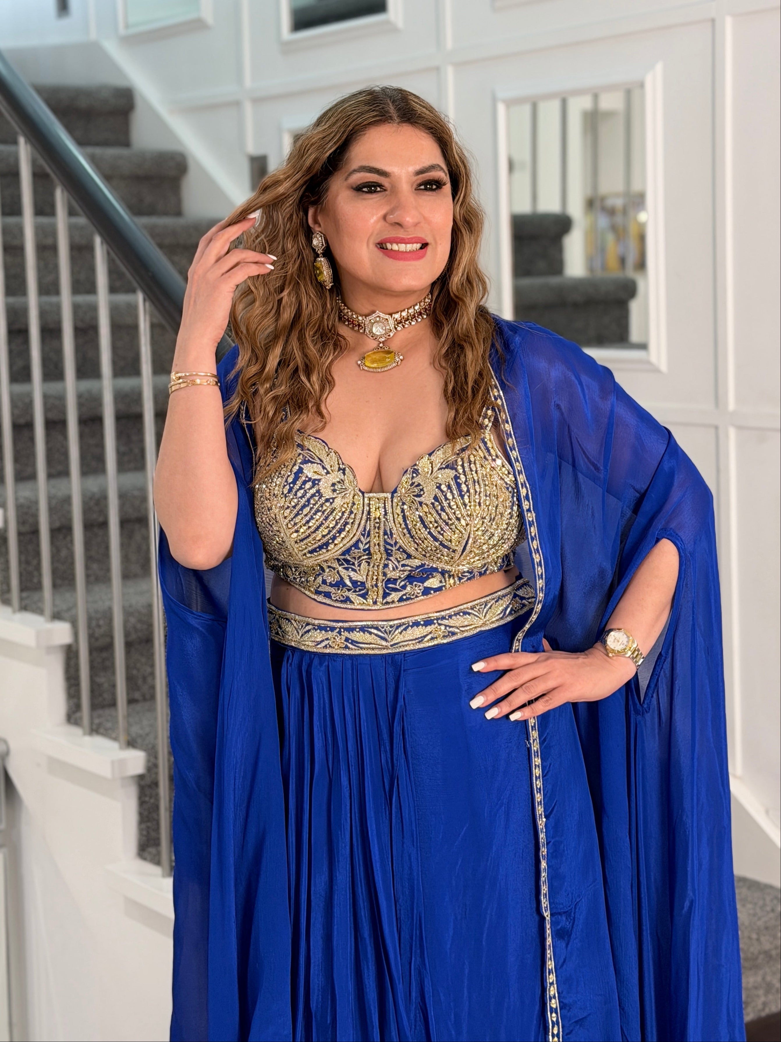 Elegant Royal Blue Indo-Western Dress - Indo-western Wear (2)