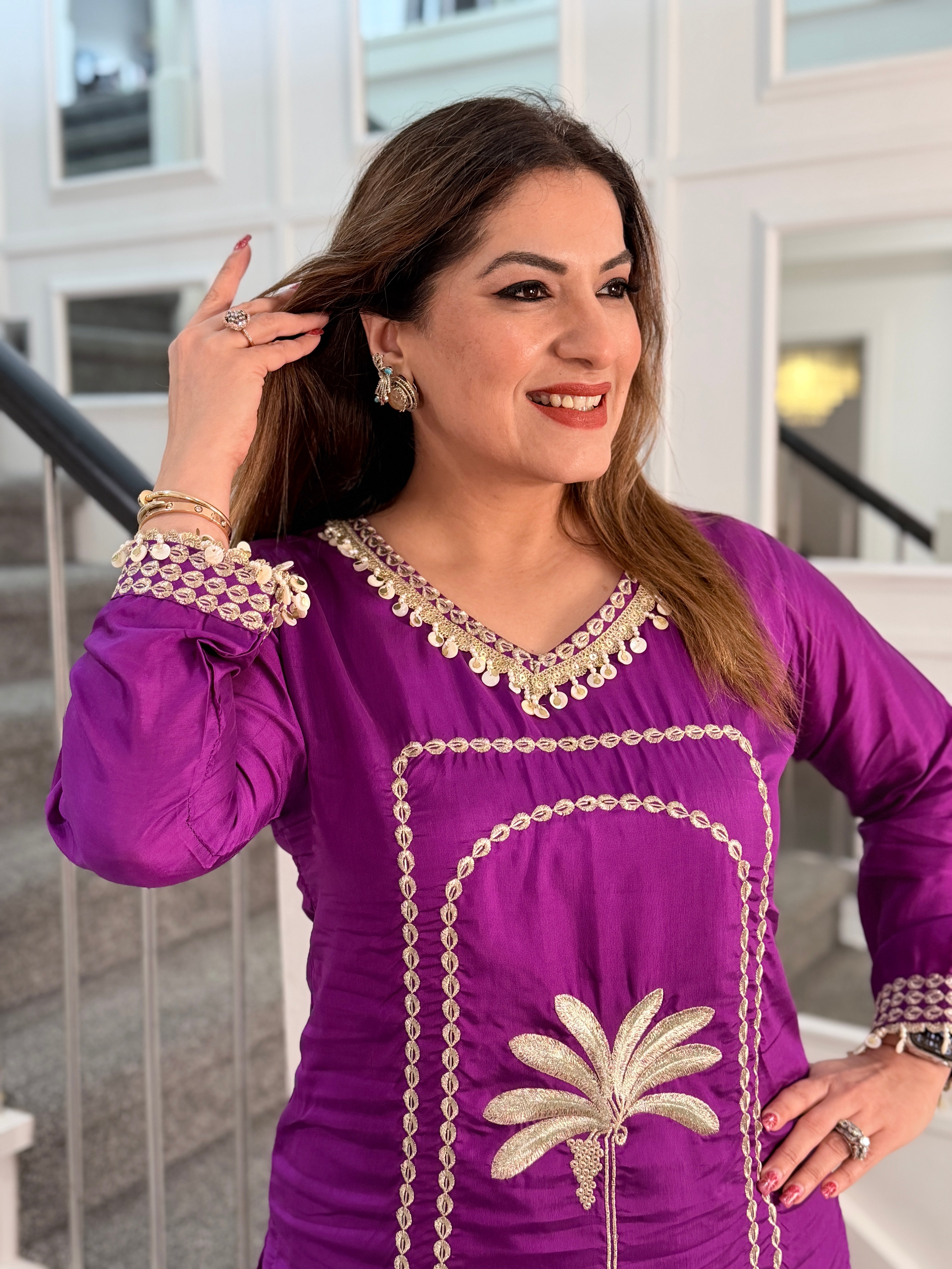 Elegant Purple Indo-Western Outfit - Indo-western Wear (4)