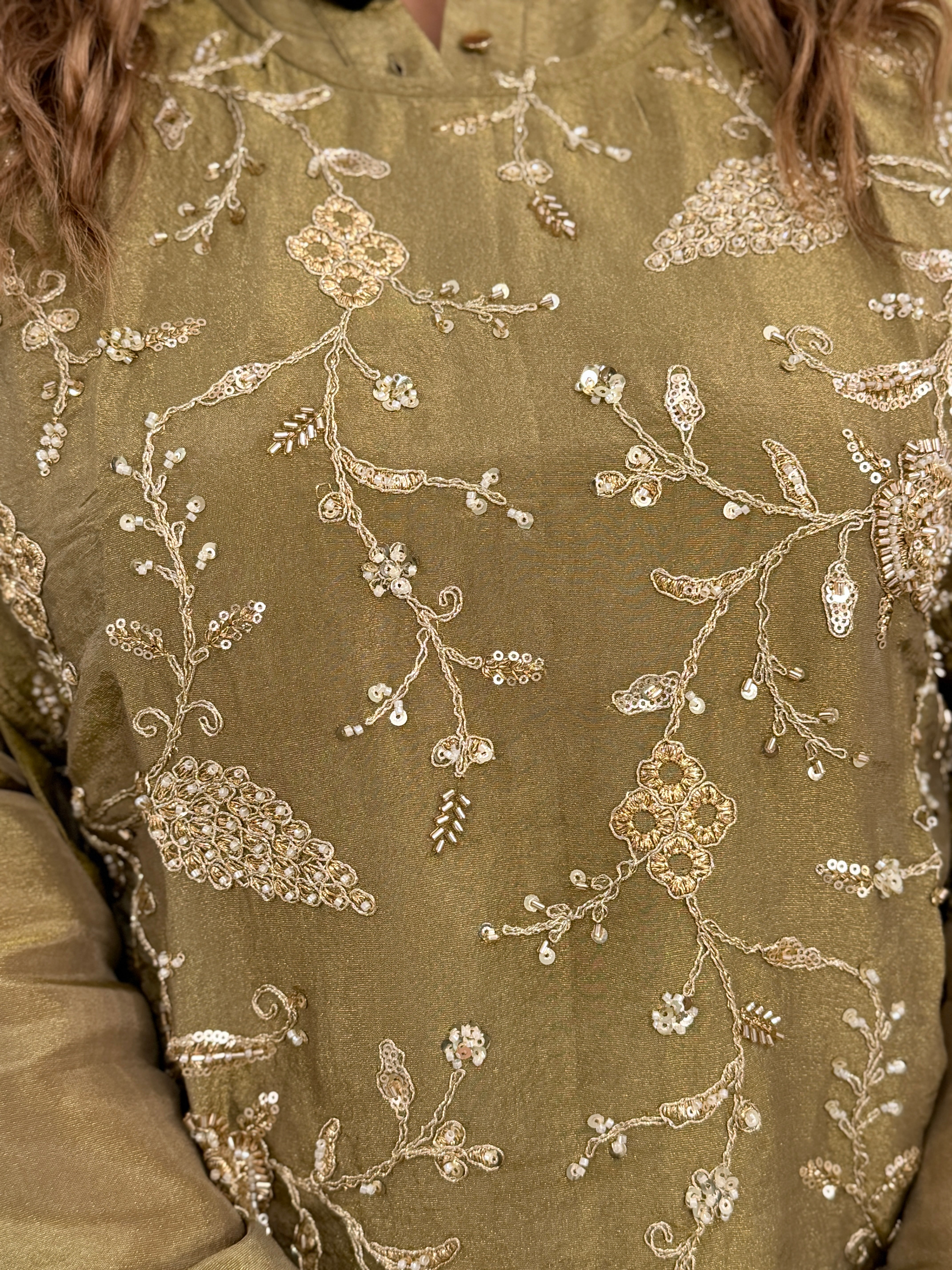 Olive Embroidered Indo-western Set - Indo-western Wear (4)