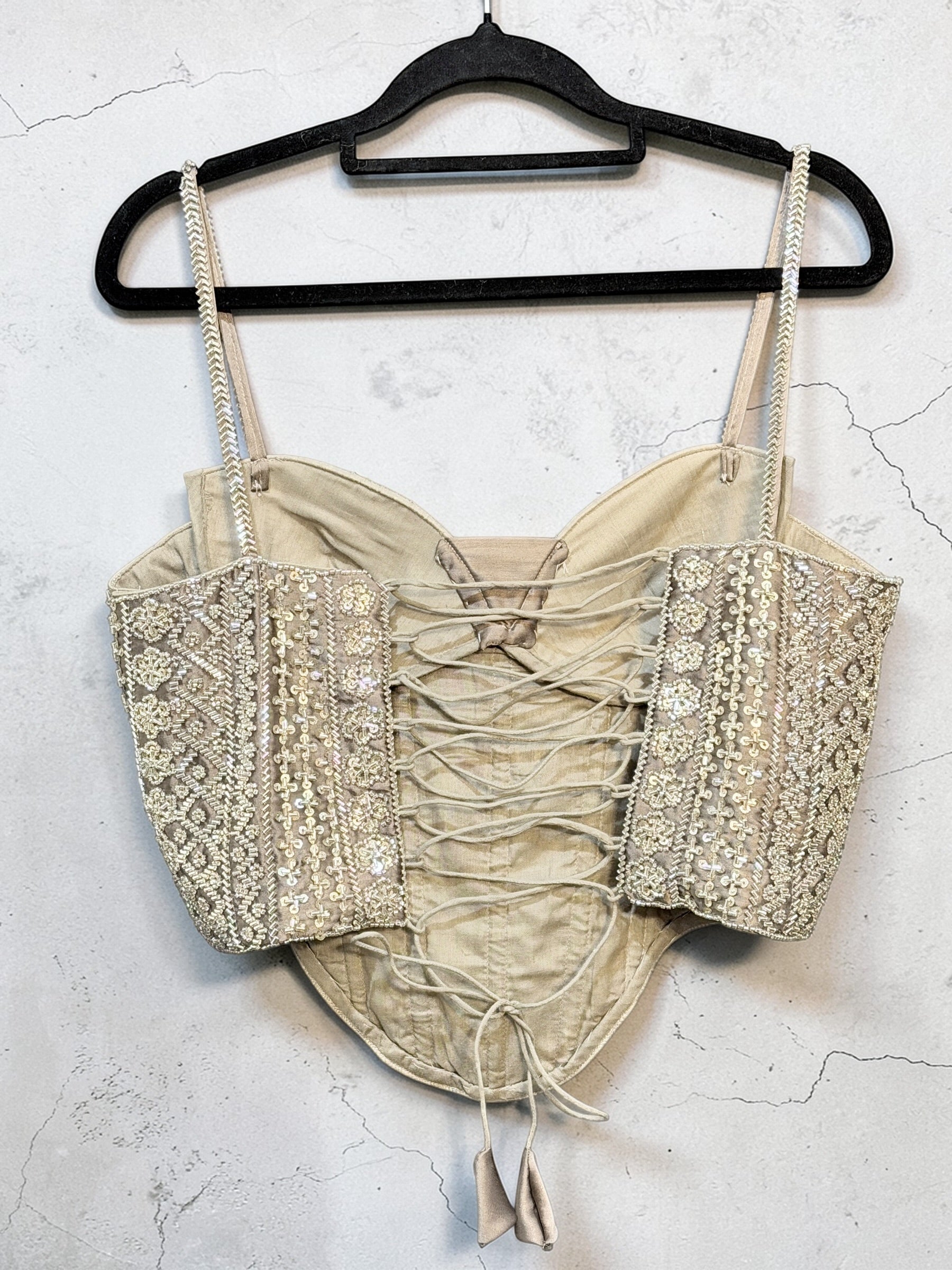 Ivory Sequin Embroidered Corset Blouse - Blouse (2)