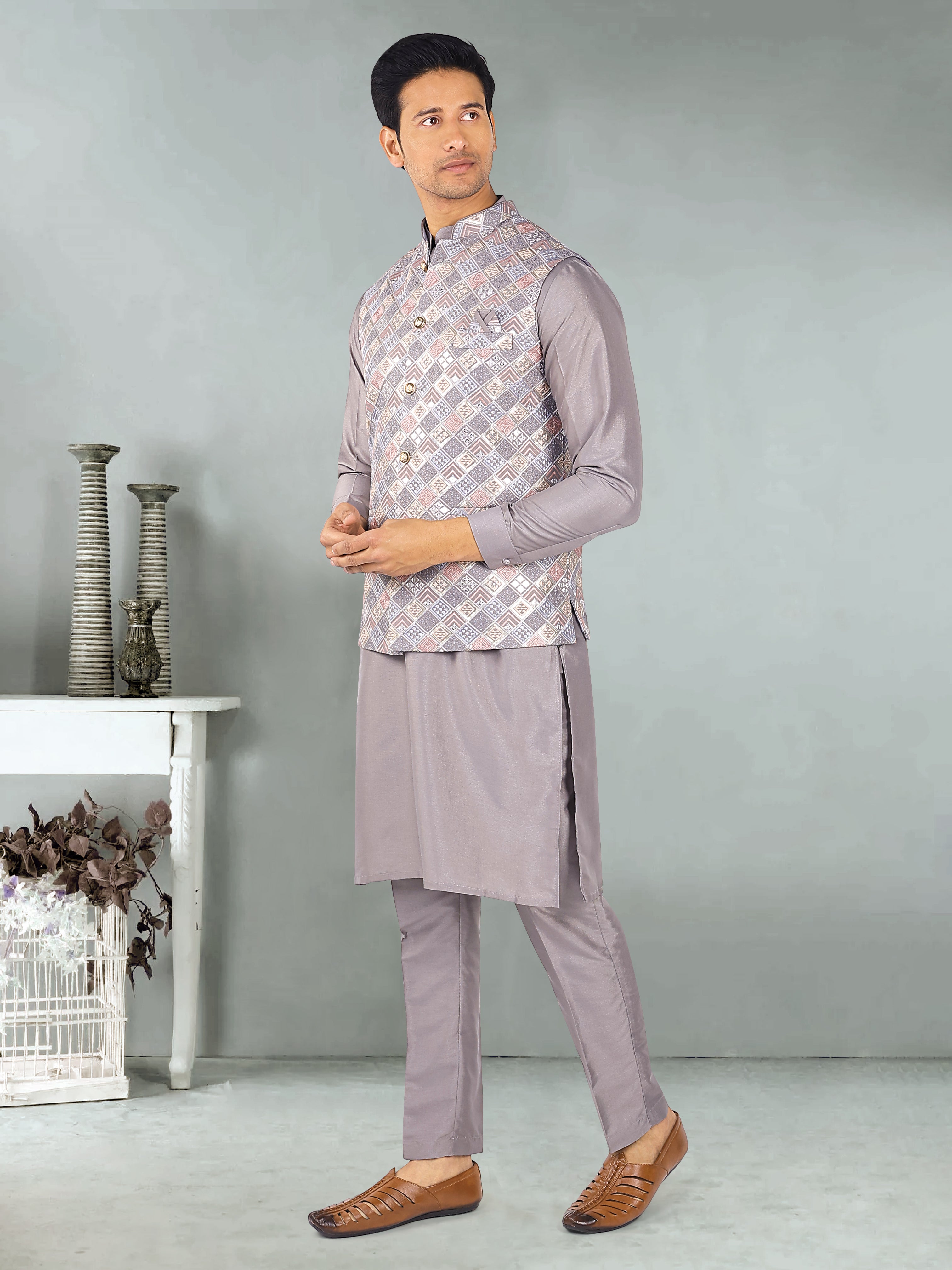 Mens Kurta Payjama and Jacket Set