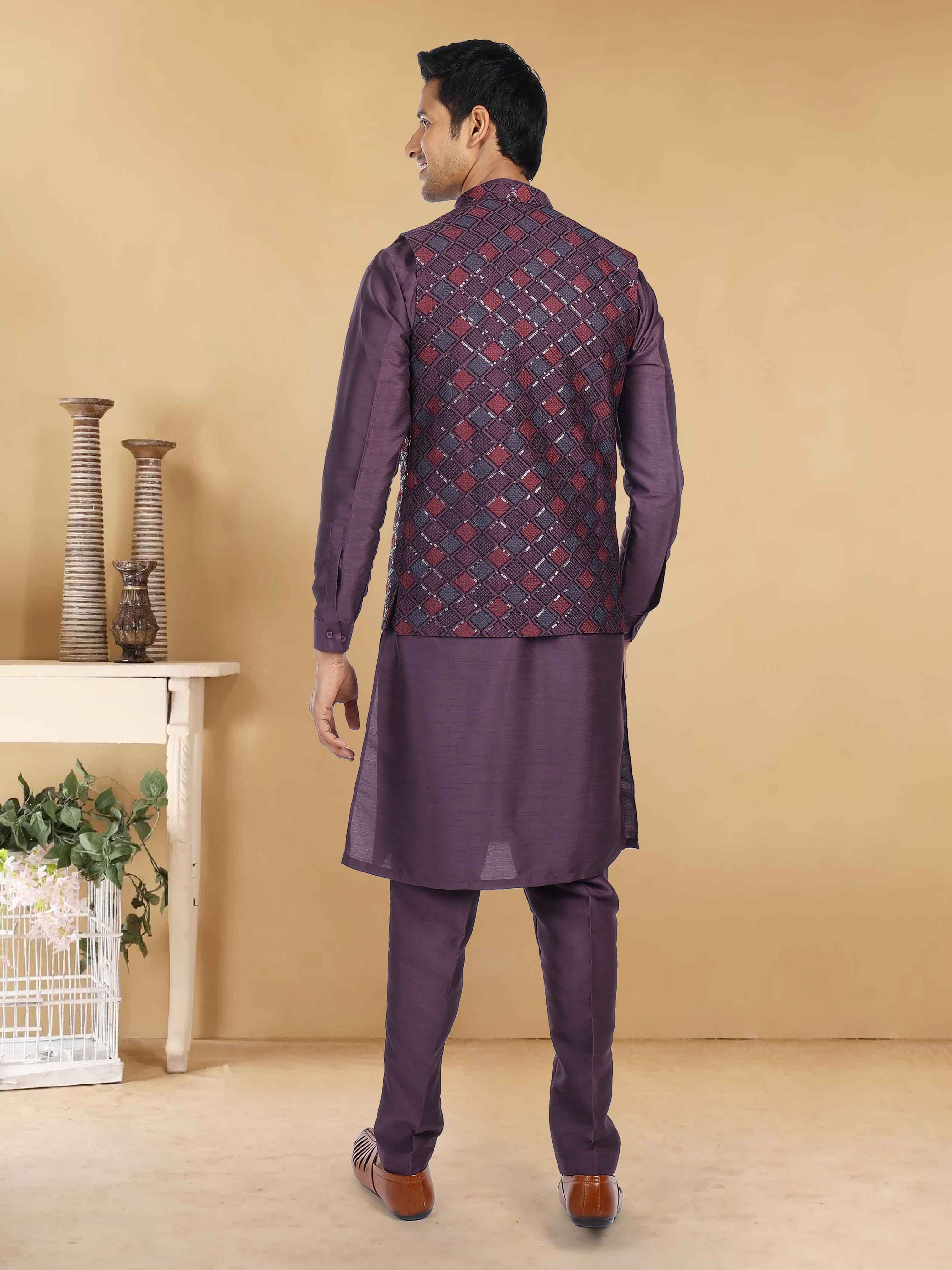Mens Kurta Payjama and Jacket Set