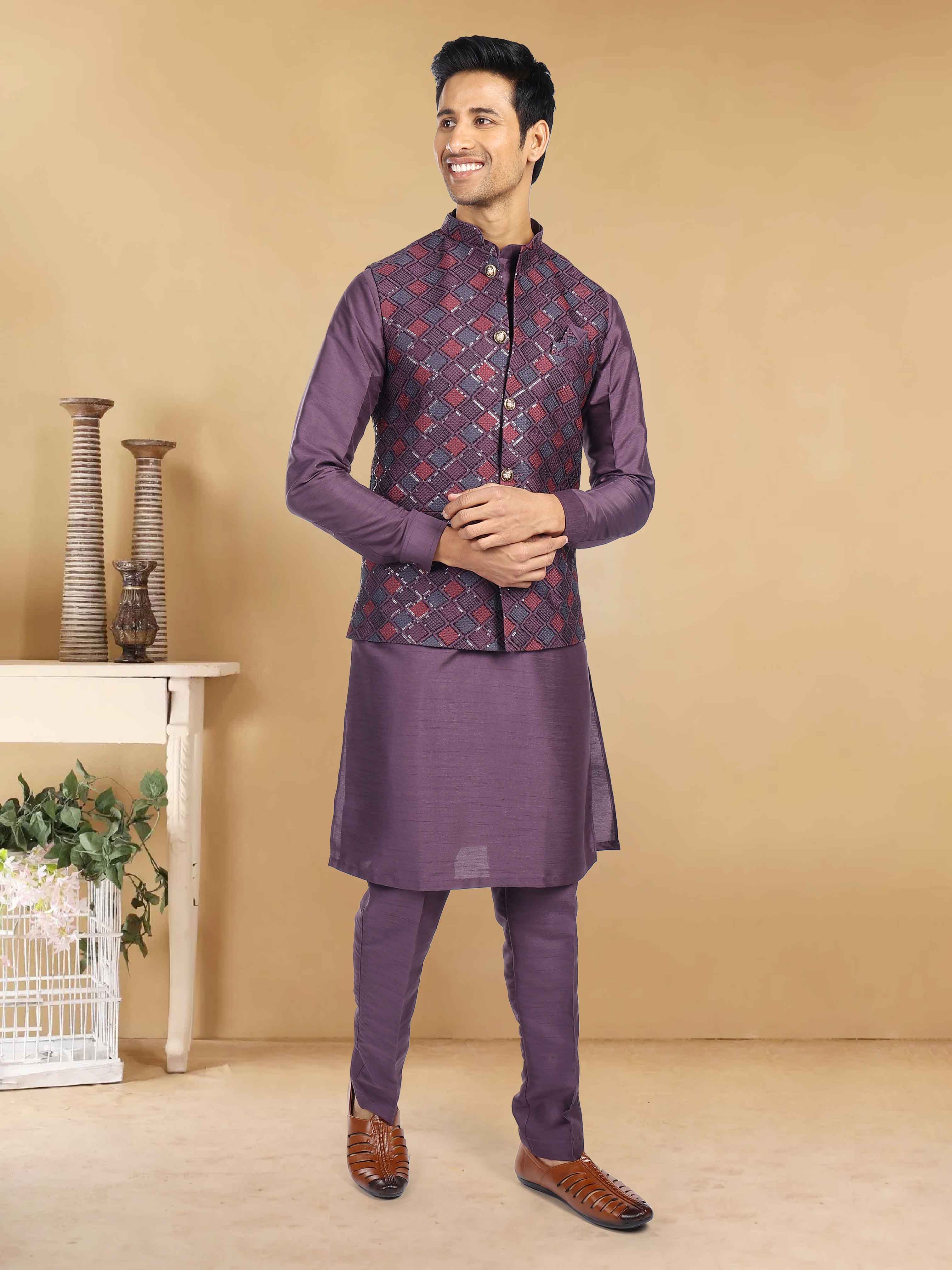 Mens Kurta Payjama and Jacket Set