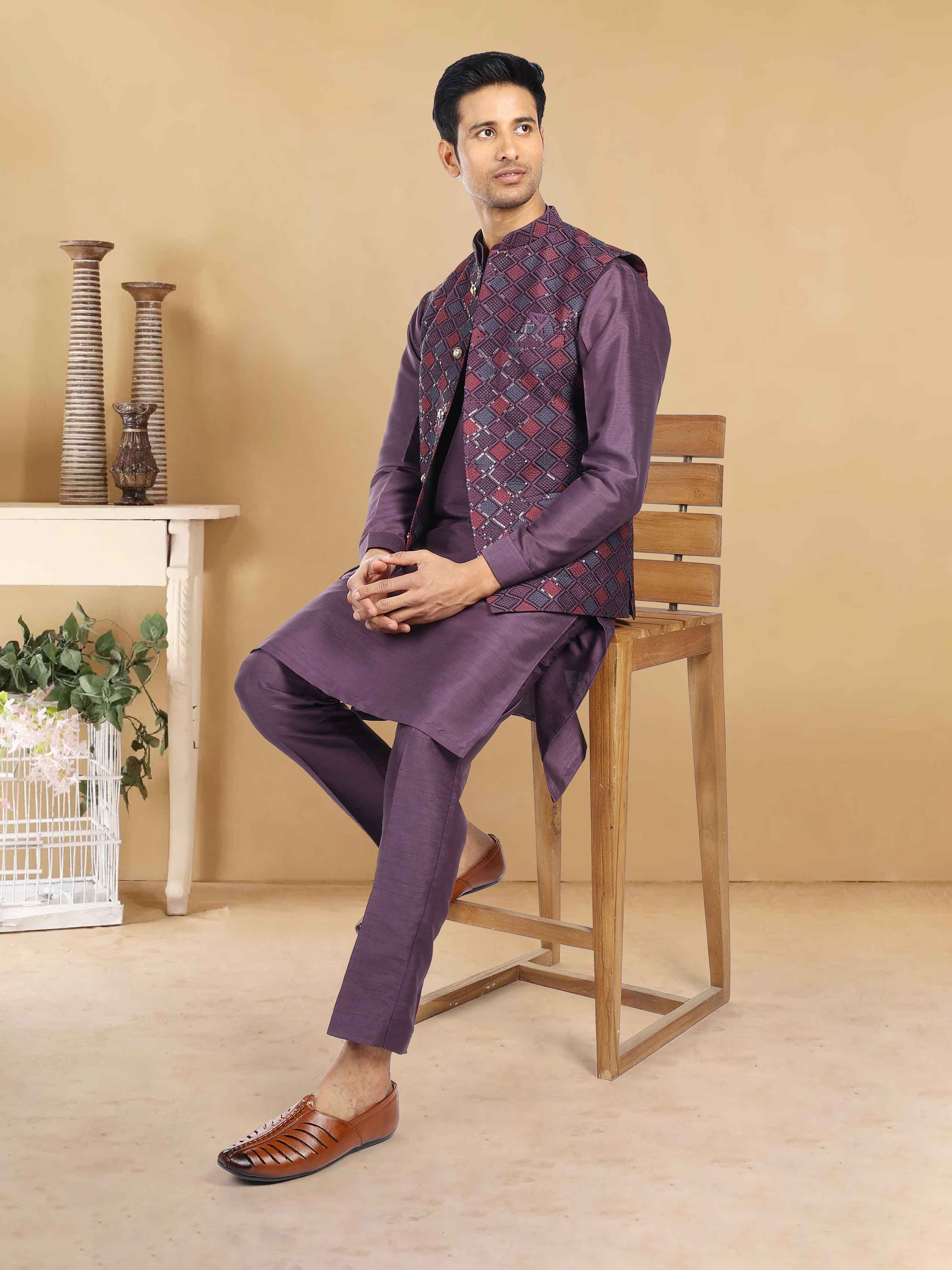 Mens Kurta Payjama and Jacket Set