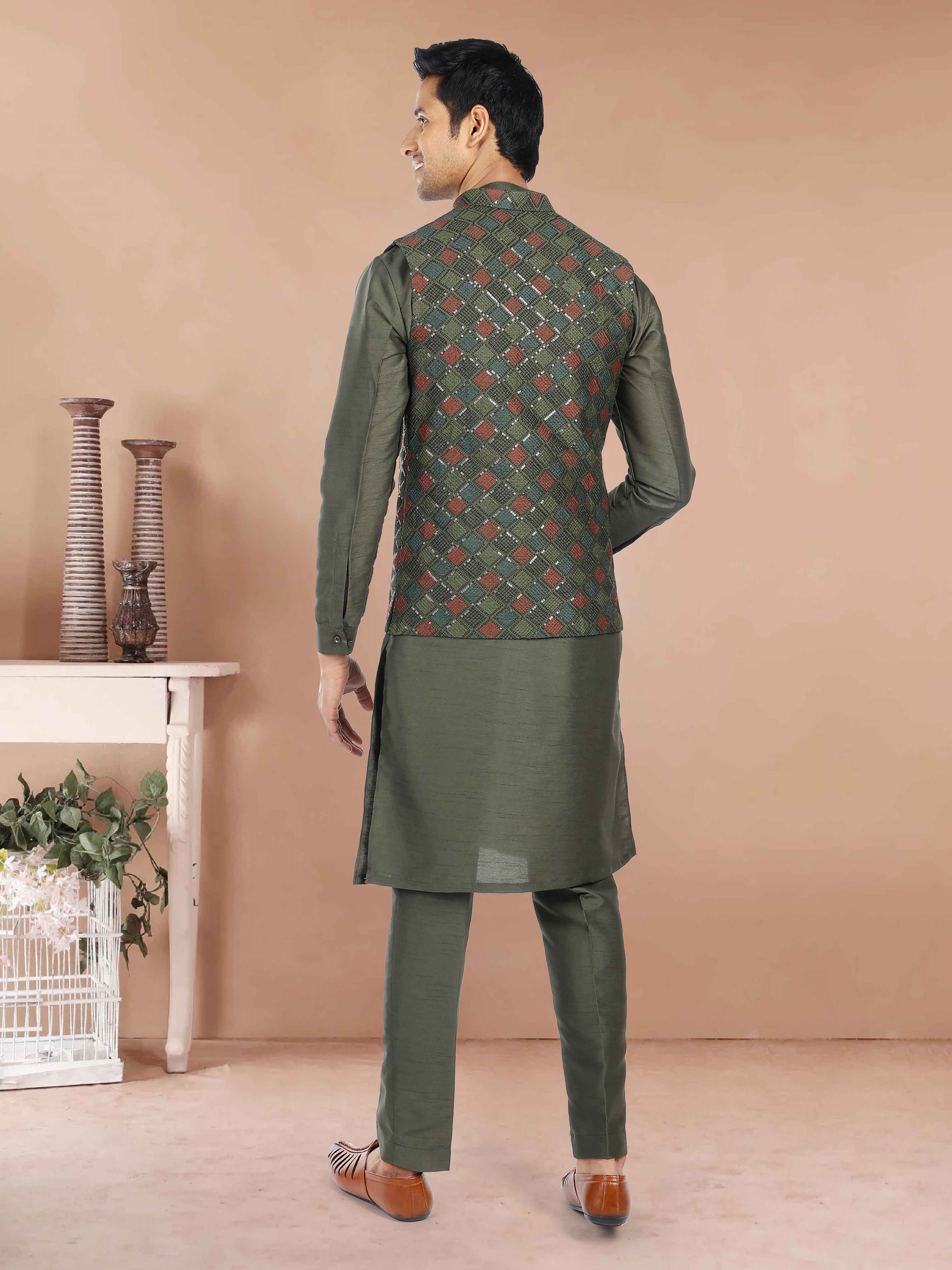 Mens Kurta Payjama and Jacket Set