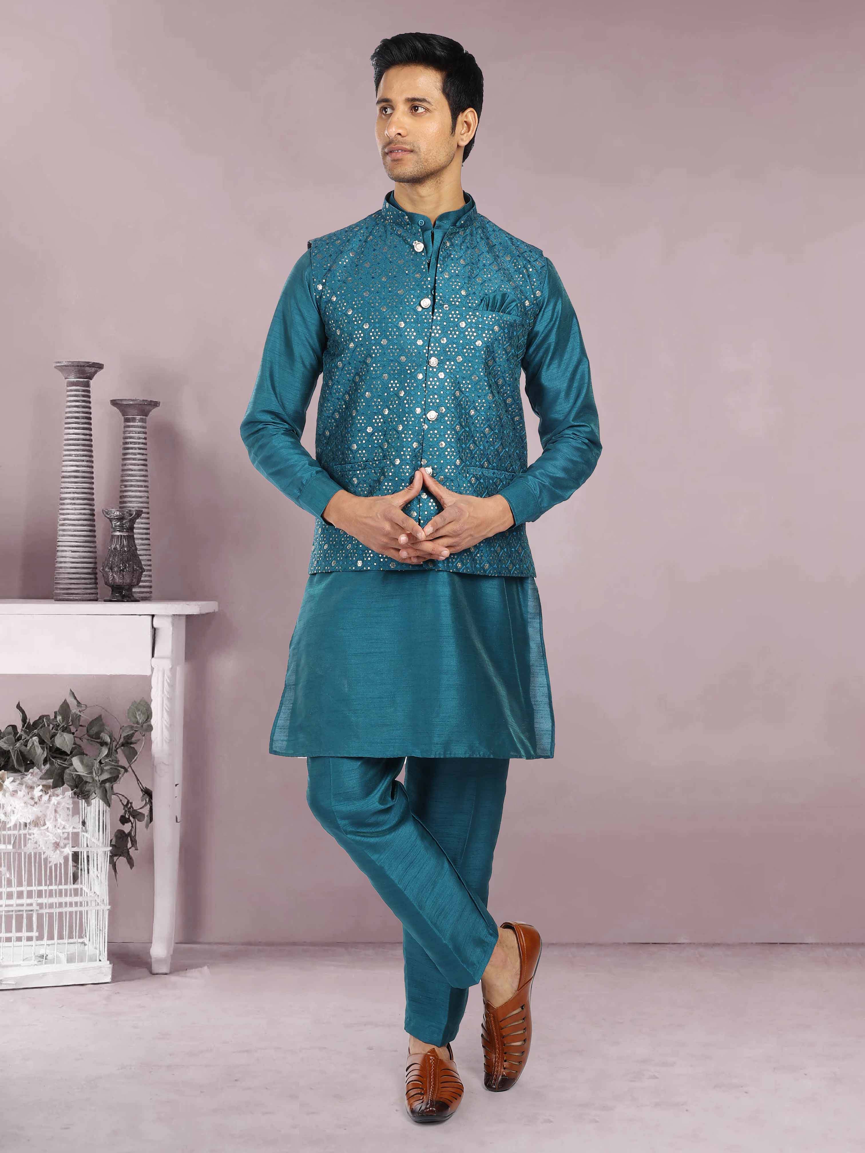 Mens Kurta Payjama and Jacket Set