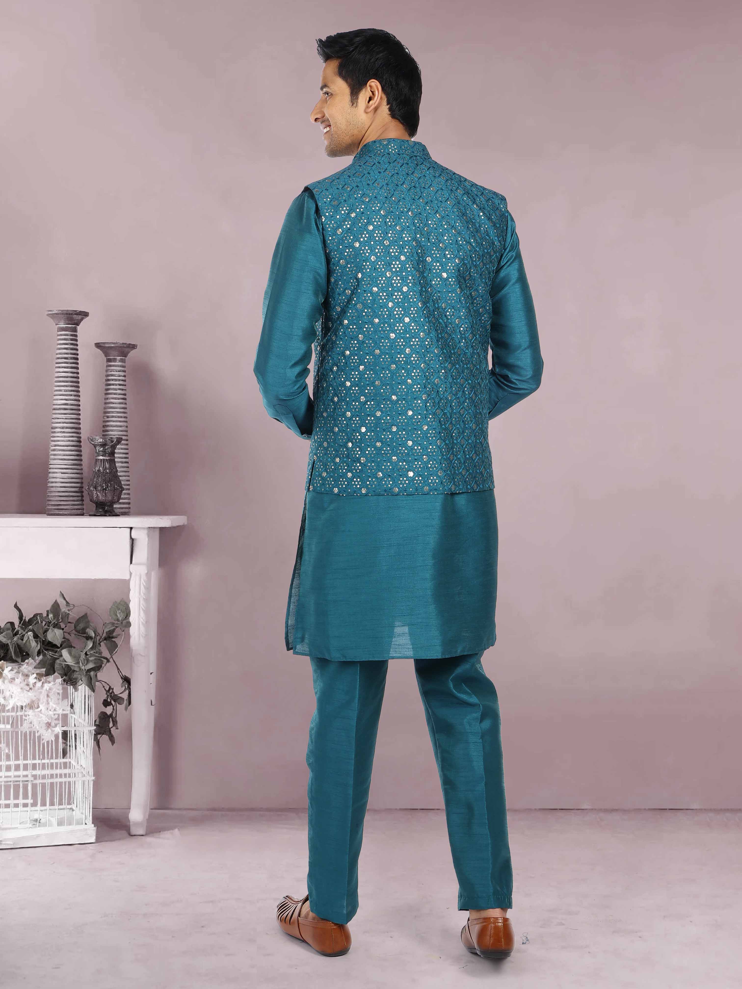 Mens Kurta Payjama and Jacket Set