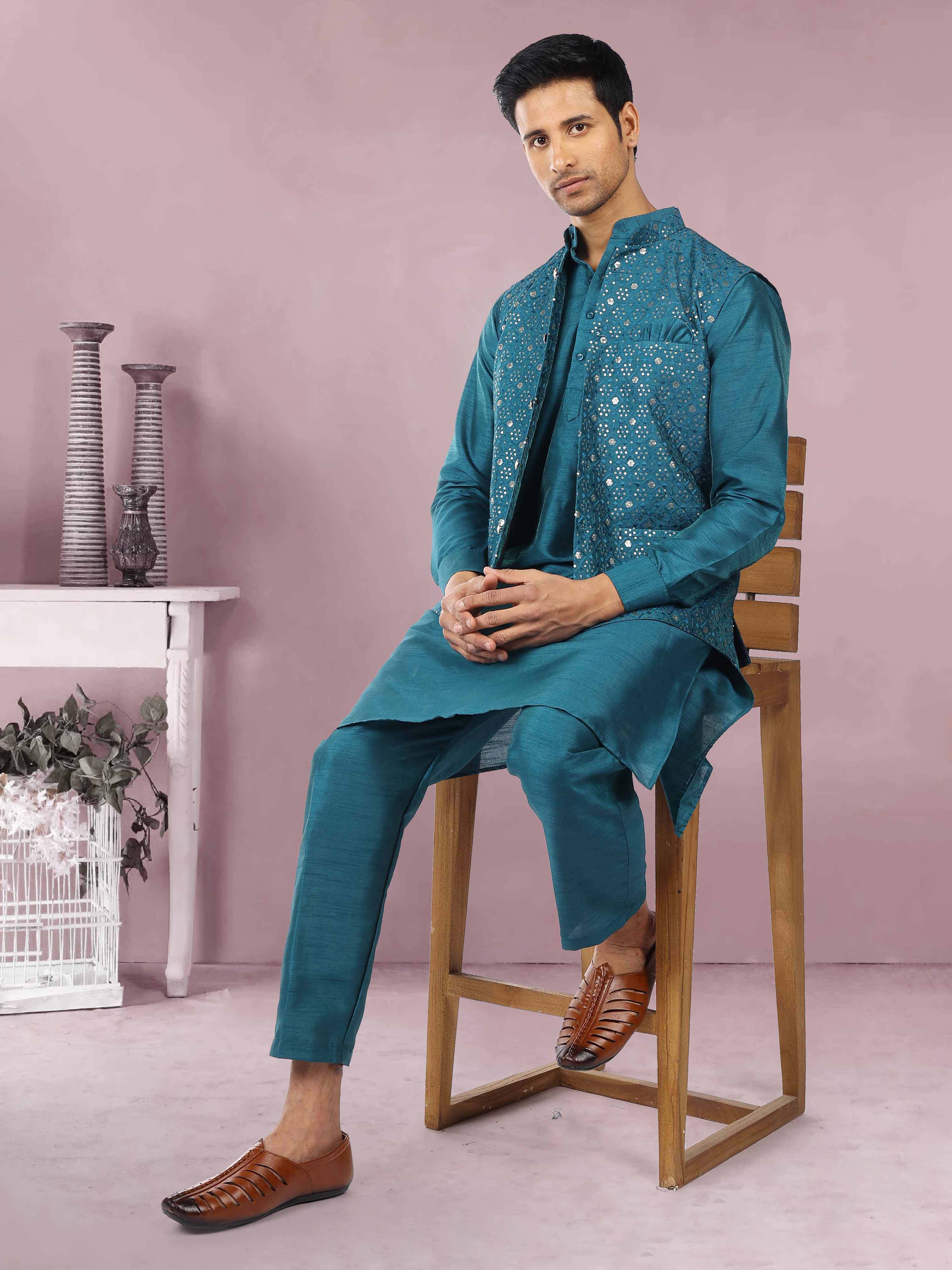 Mens Kurta Payjama and Jacket Set