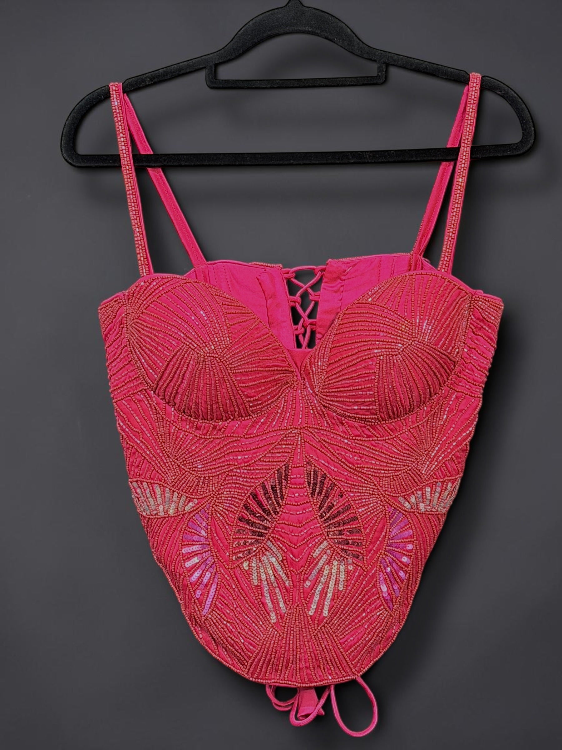 Vibrant Pink Beaded Design Blouse - Blouse