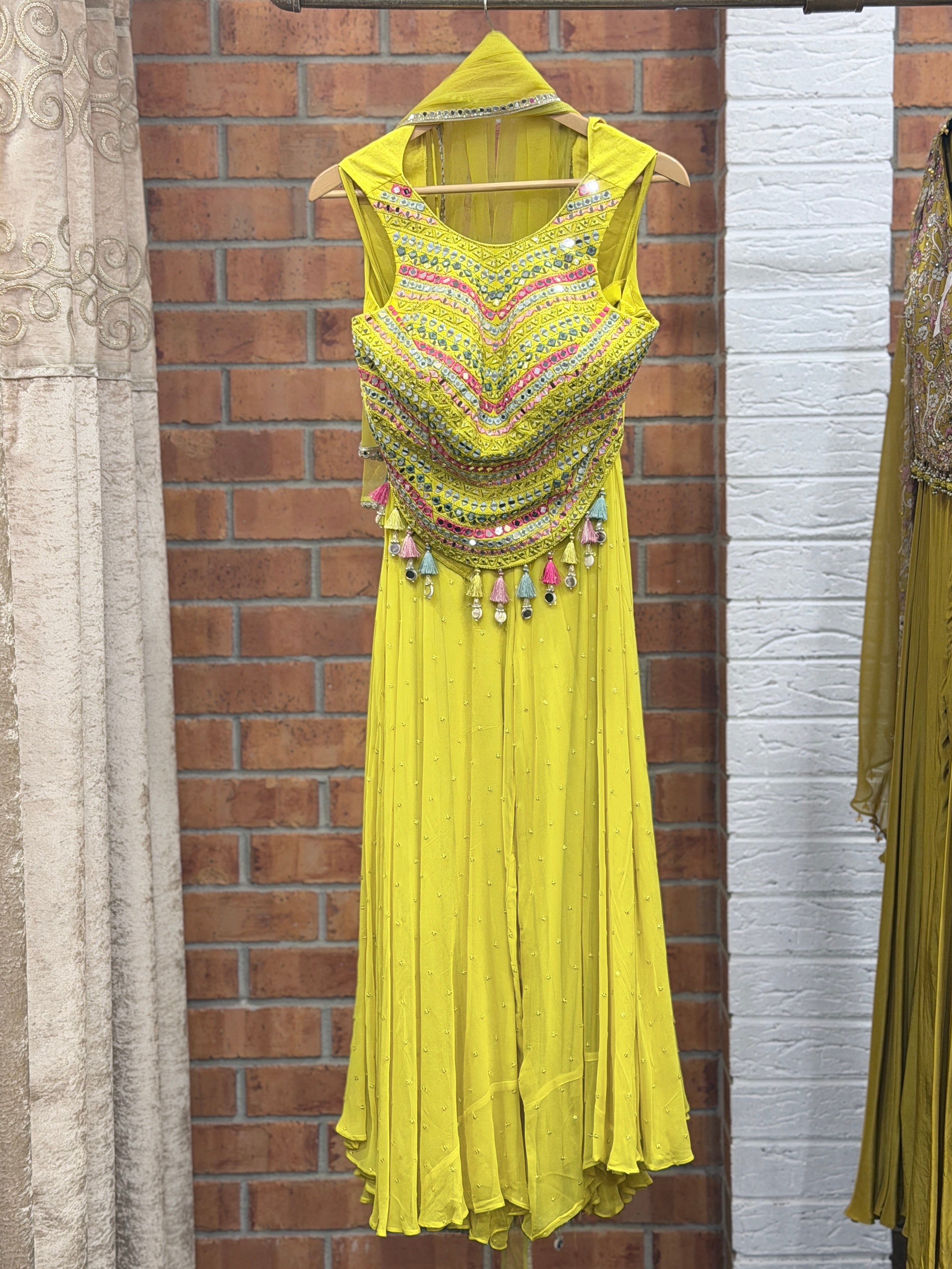 Vibrant Yellow Embellished Indo-Western Dress - Indo-western Wear