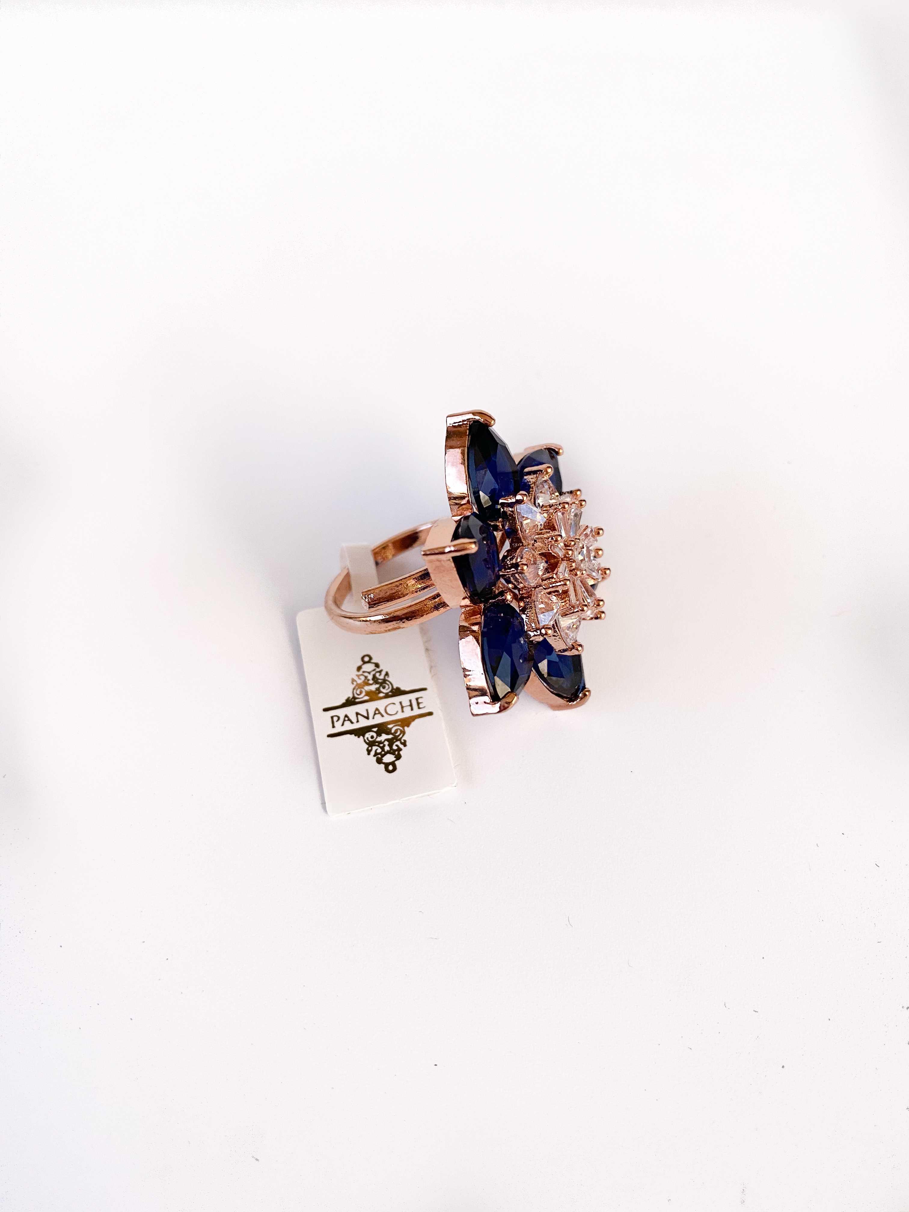 Sapphire & rose gold ring - adjustable size