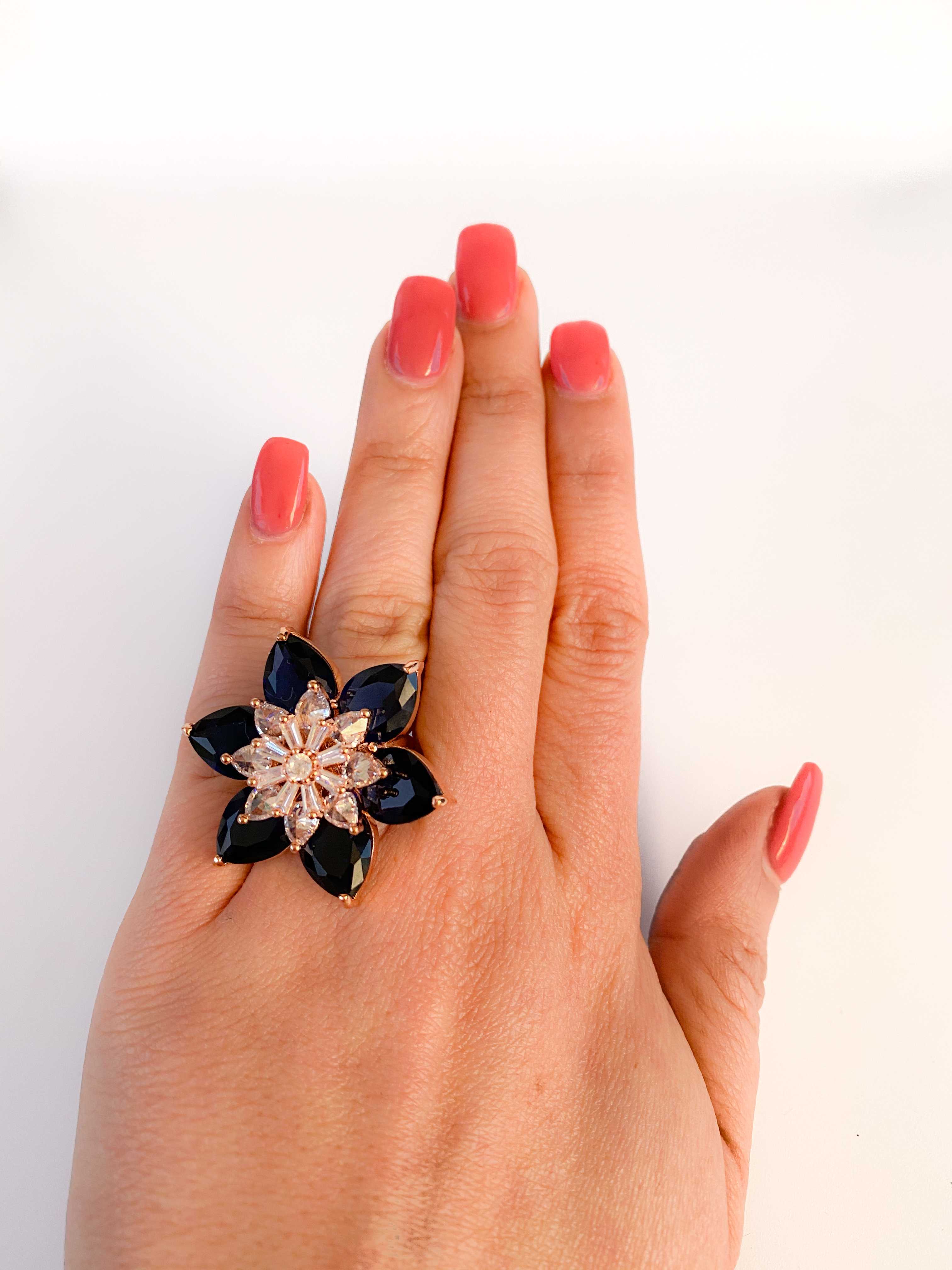 Sapphire & rose gold ring - adjustable size