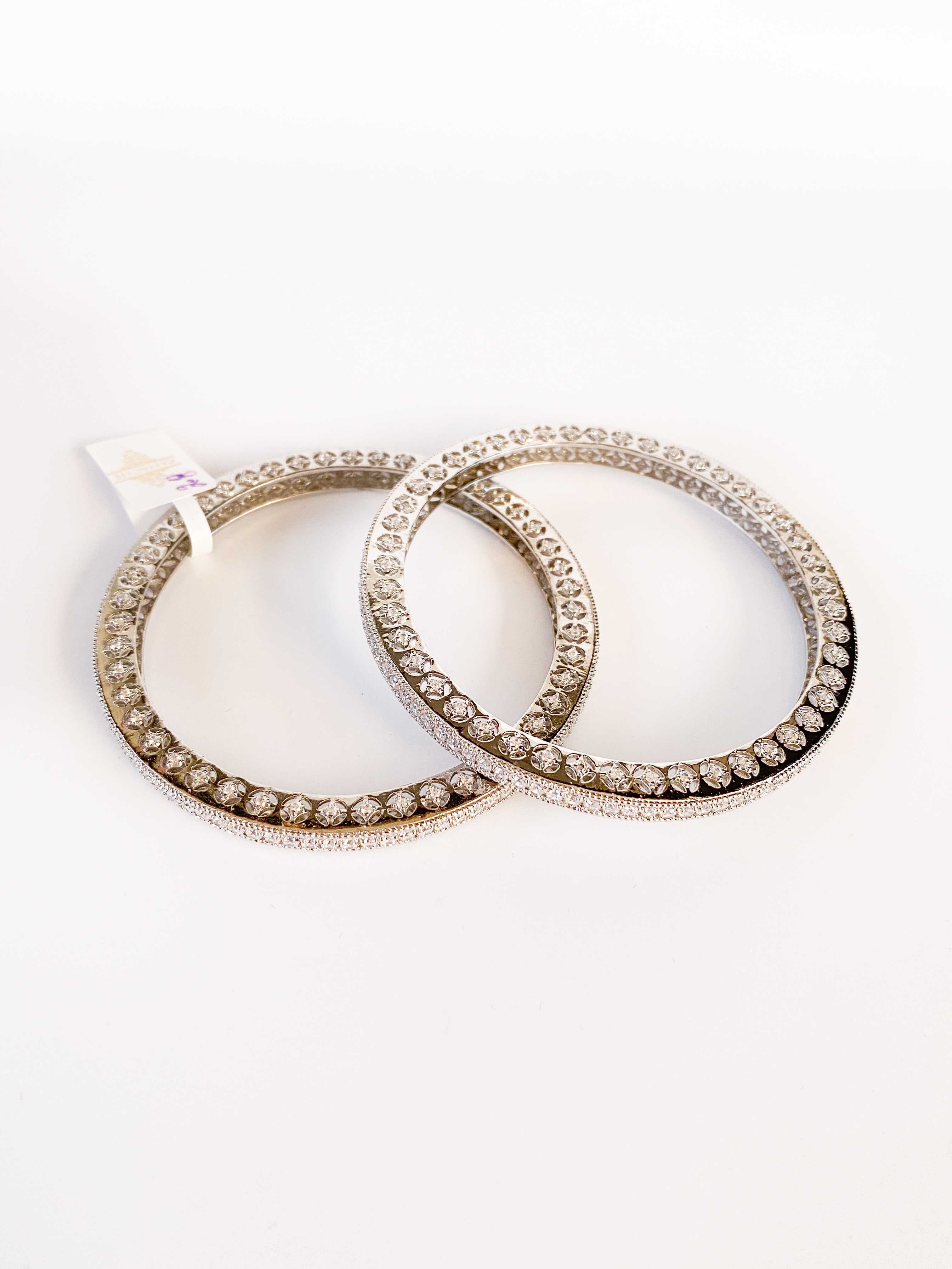 Slim Silver stone bangle - available size 2.8