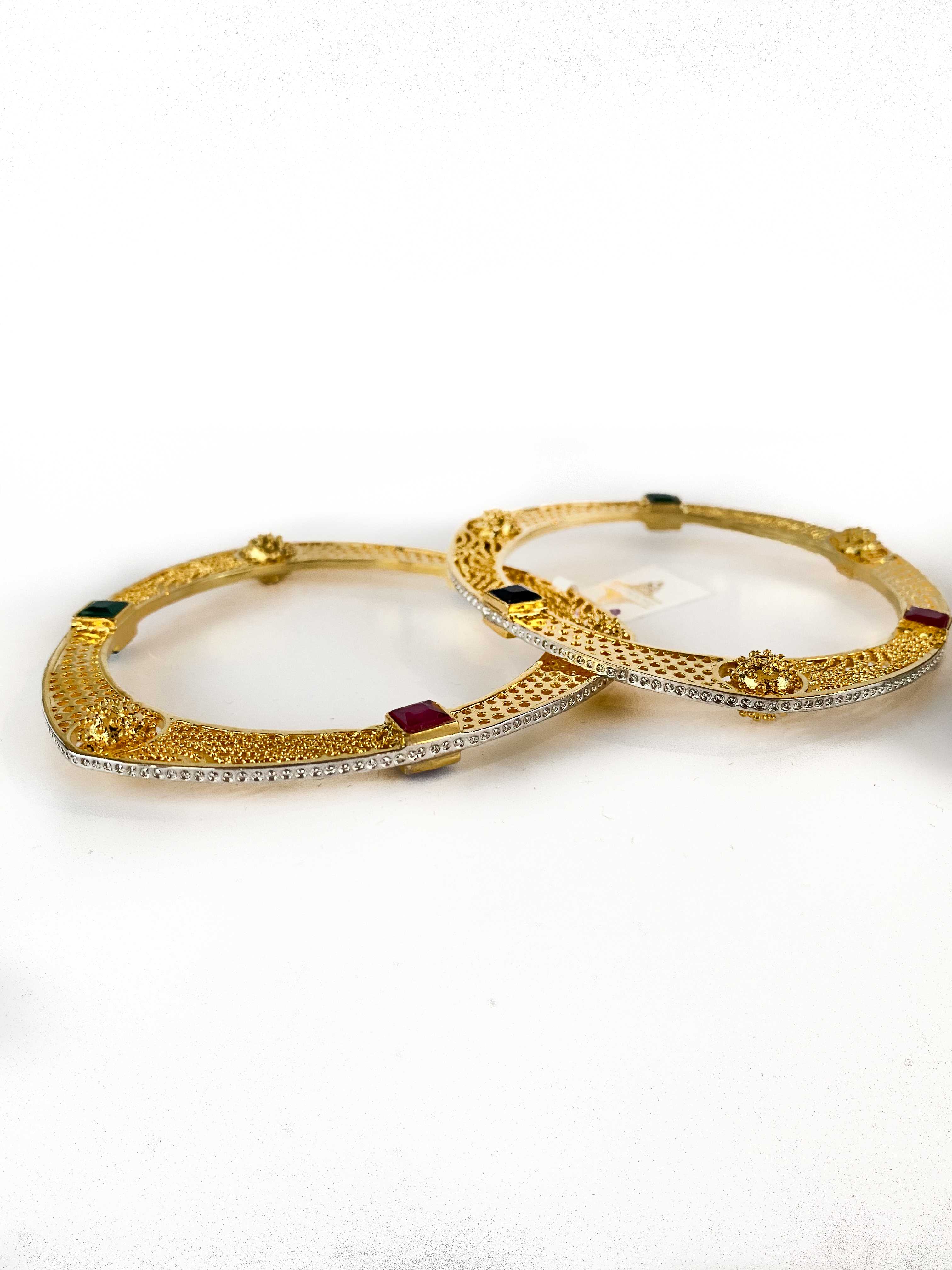 Oval shape multi colored stones bangle - size 2.4 available