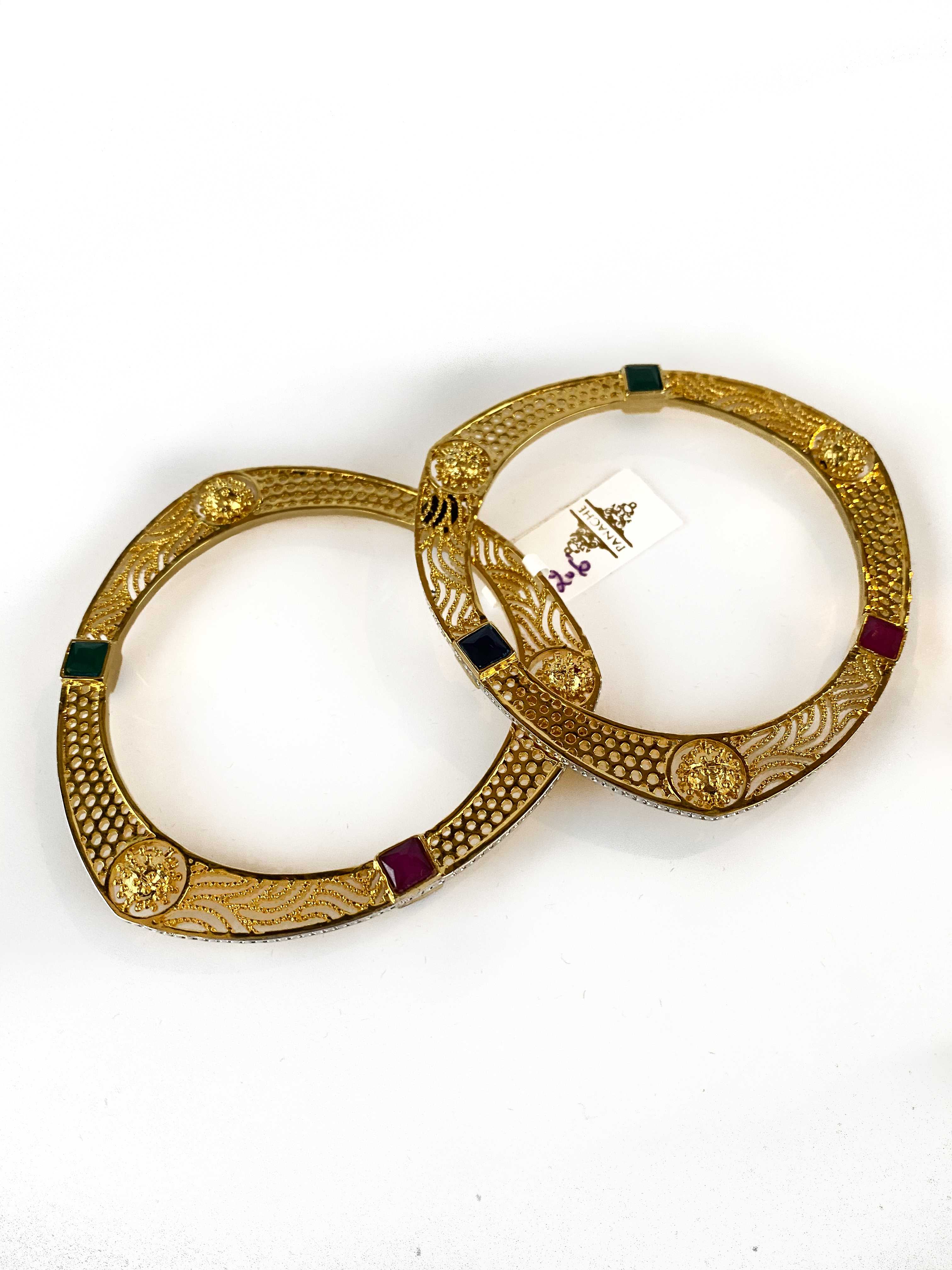 Oval shape multi colored stones bangle - size 2.4 available