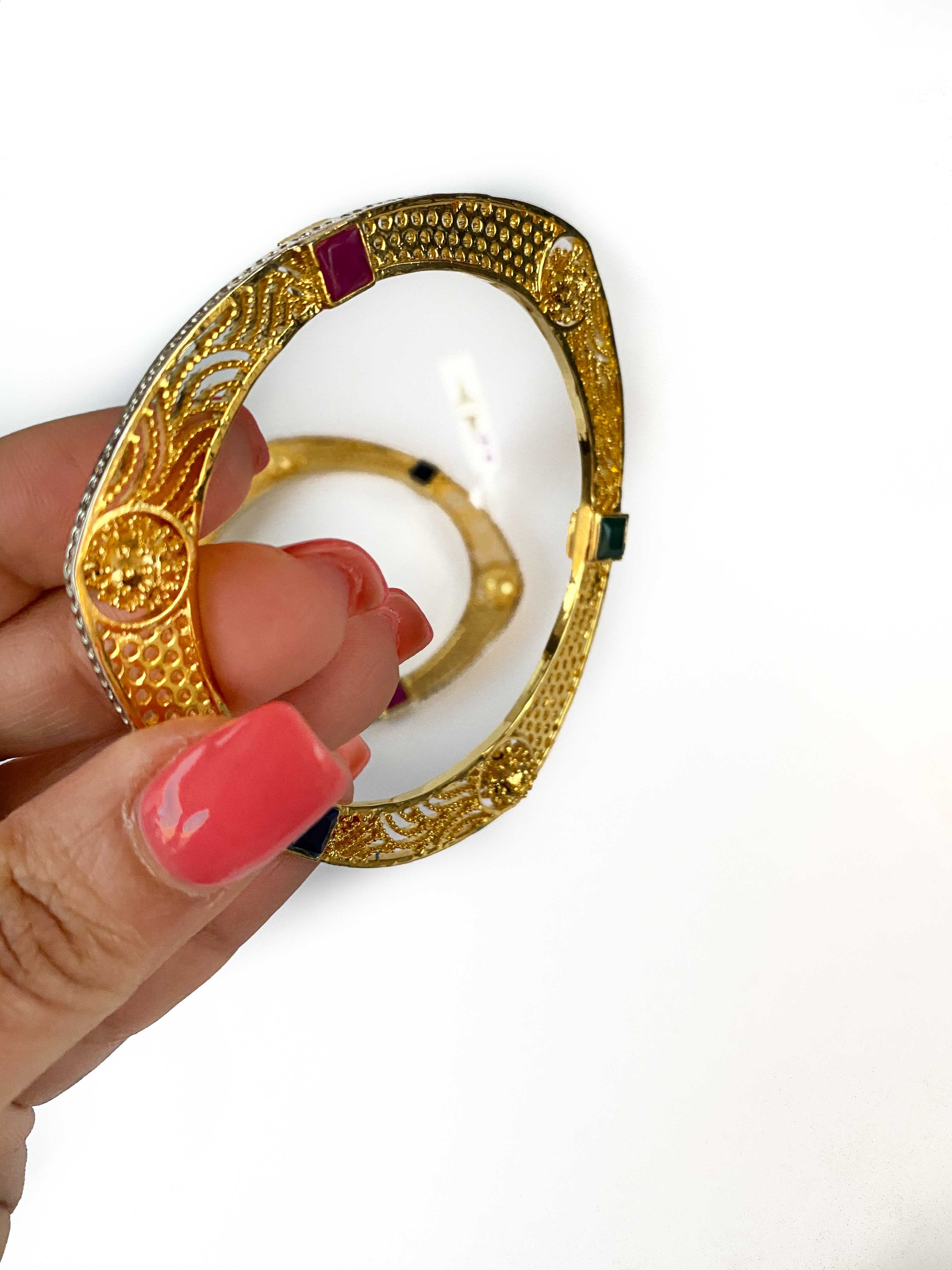 Oval shape multi colored stones bangle - size 2.4 available
