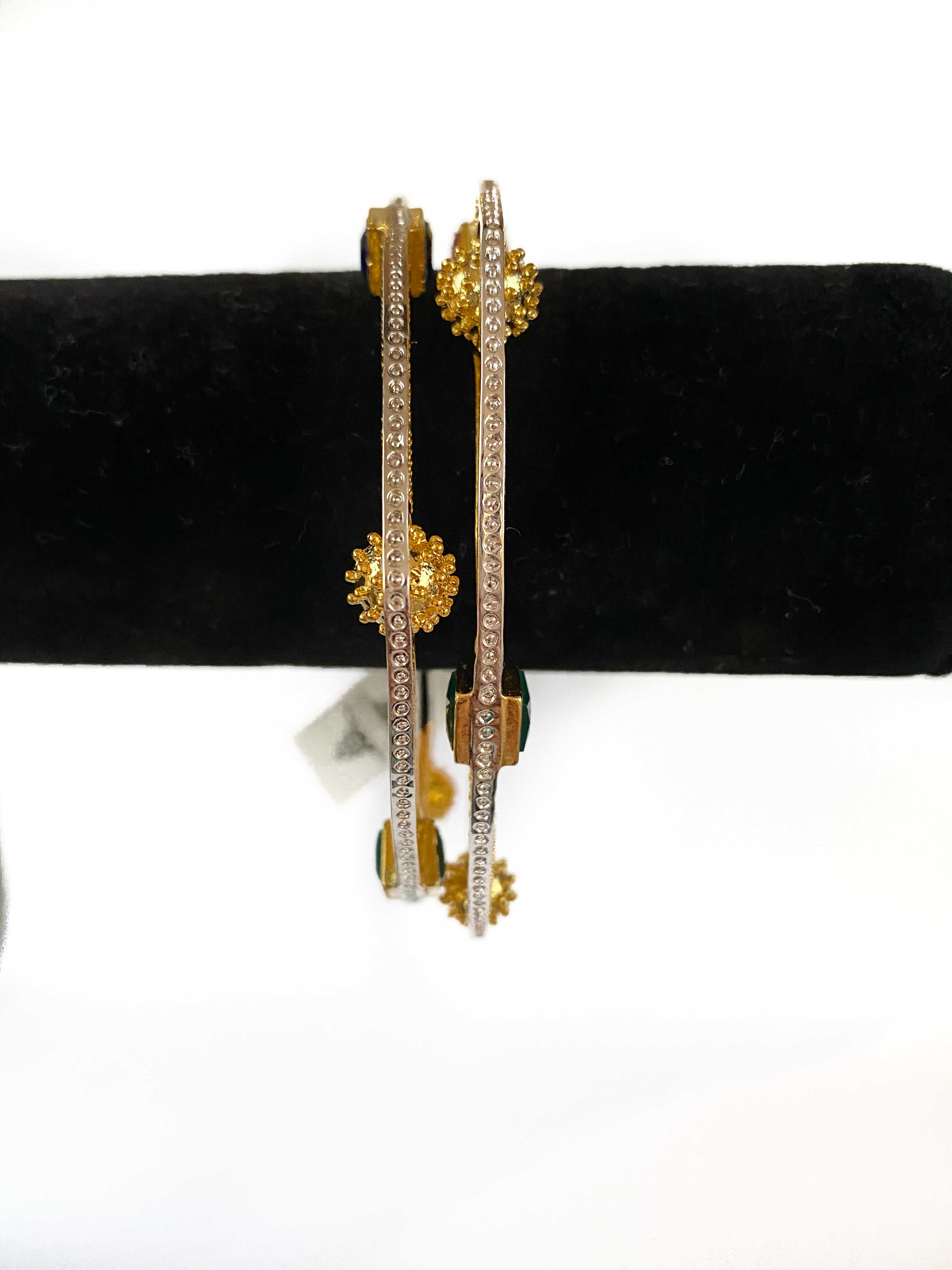 Oval shape multi colored stones bangle - size 2.4 available