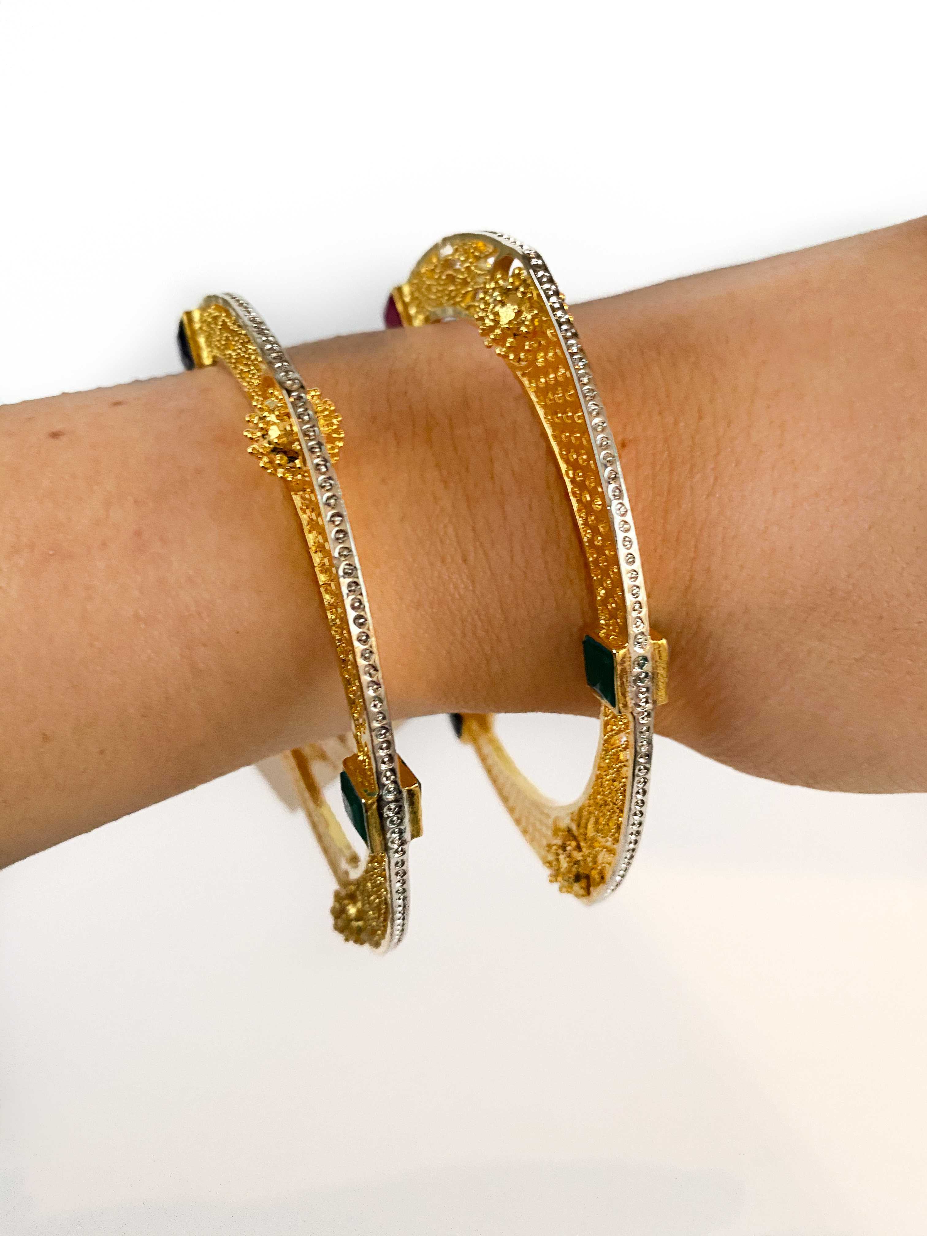 Oval shape multi colored stones bangle - size 2.4 available