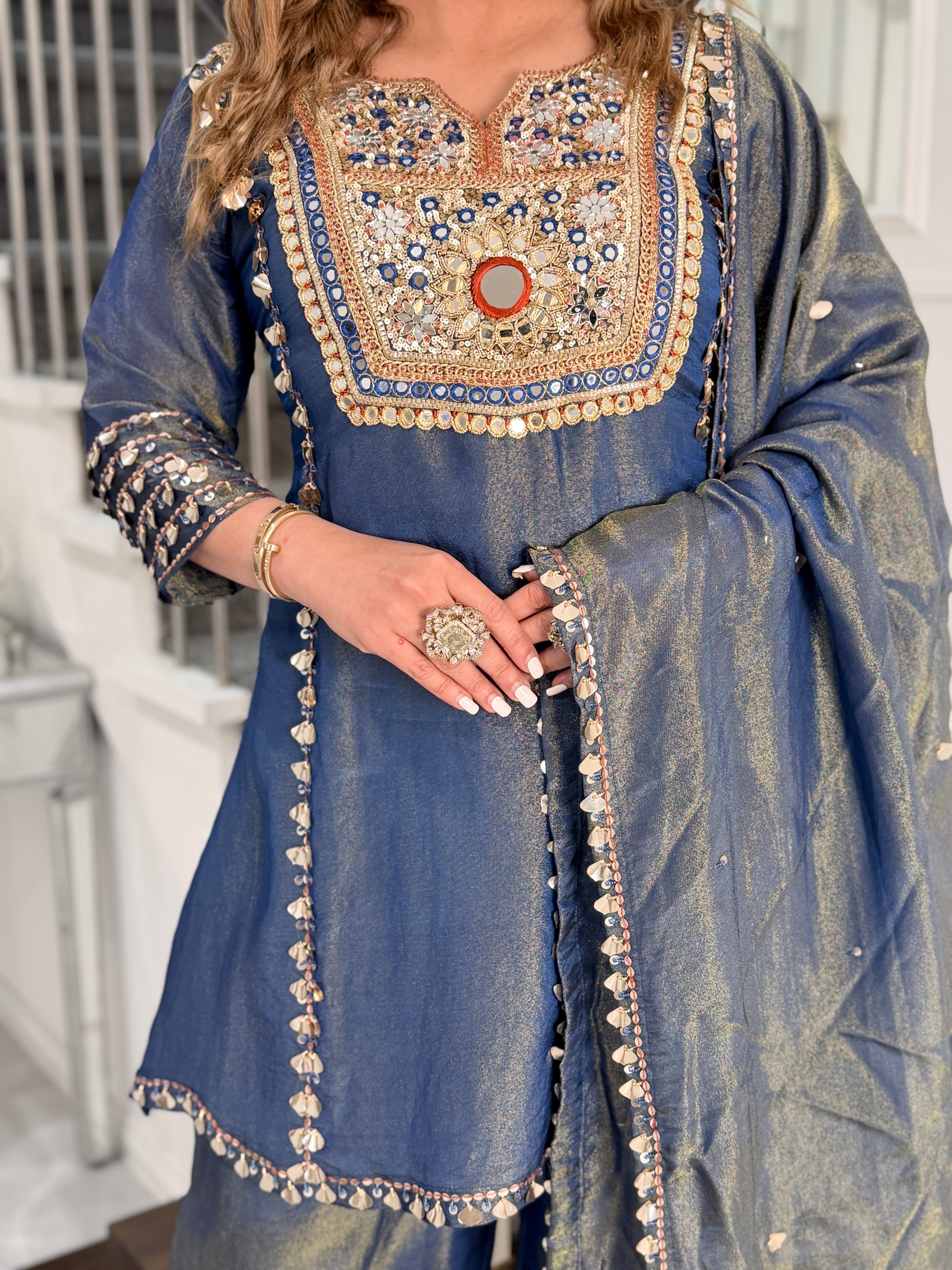 Navy Blue Embellished Salwar Kameez Set - Salwar Kameez (4)