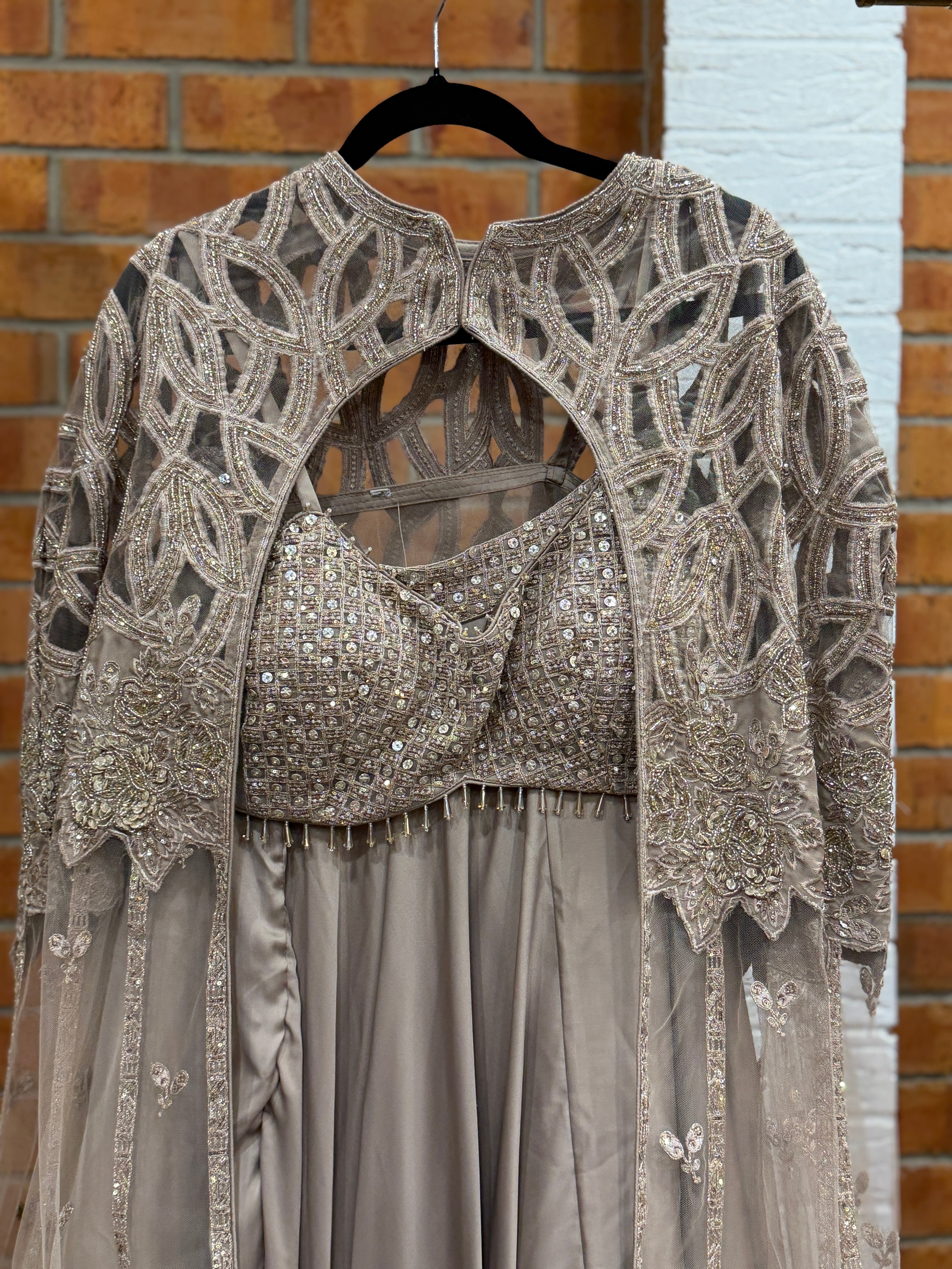 Elegant Beige Indo-Western Gown - Indo-western Wear (2)