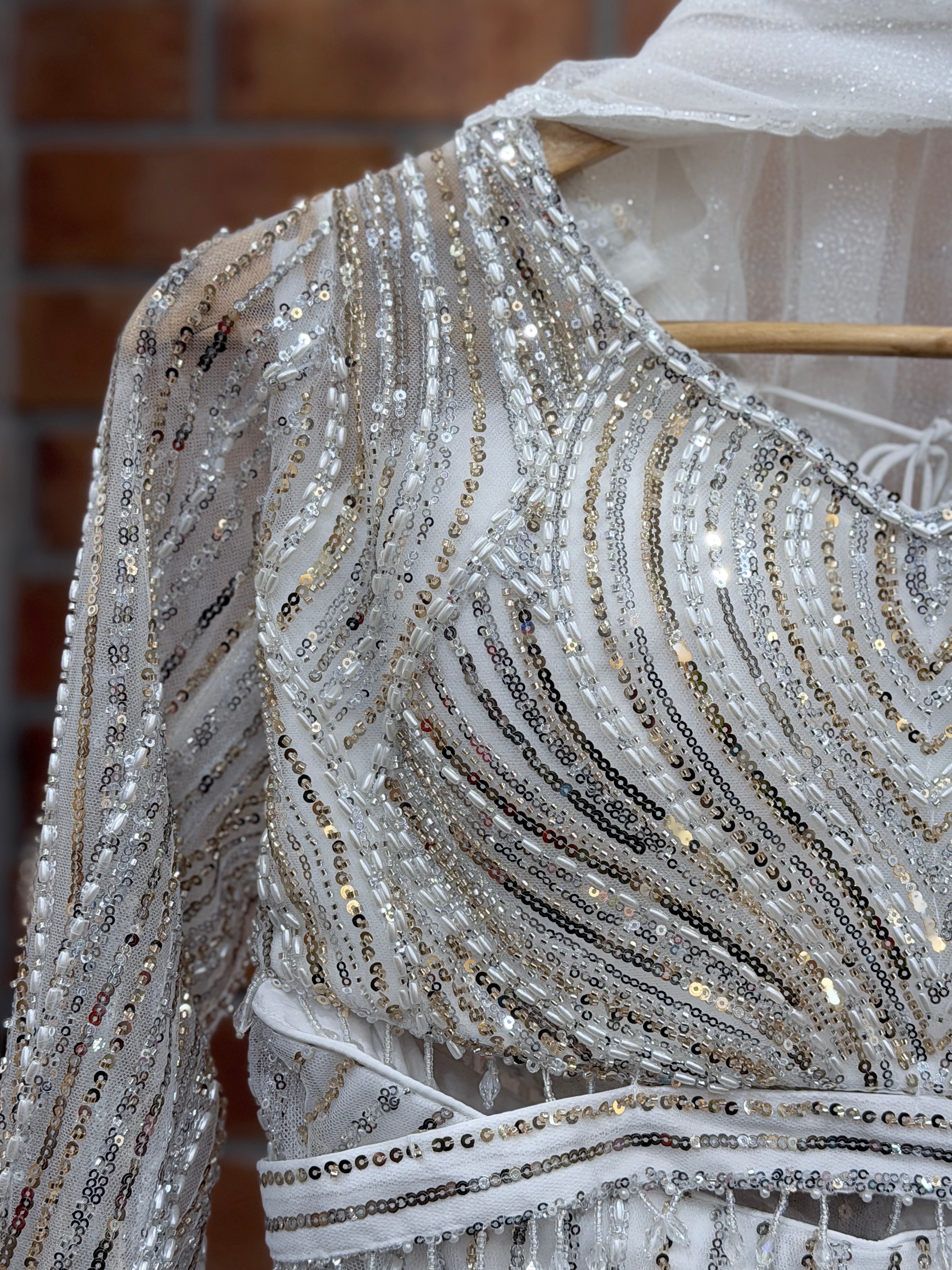 Elegant Silver Sequin Evening Gown - Lehnga (3)