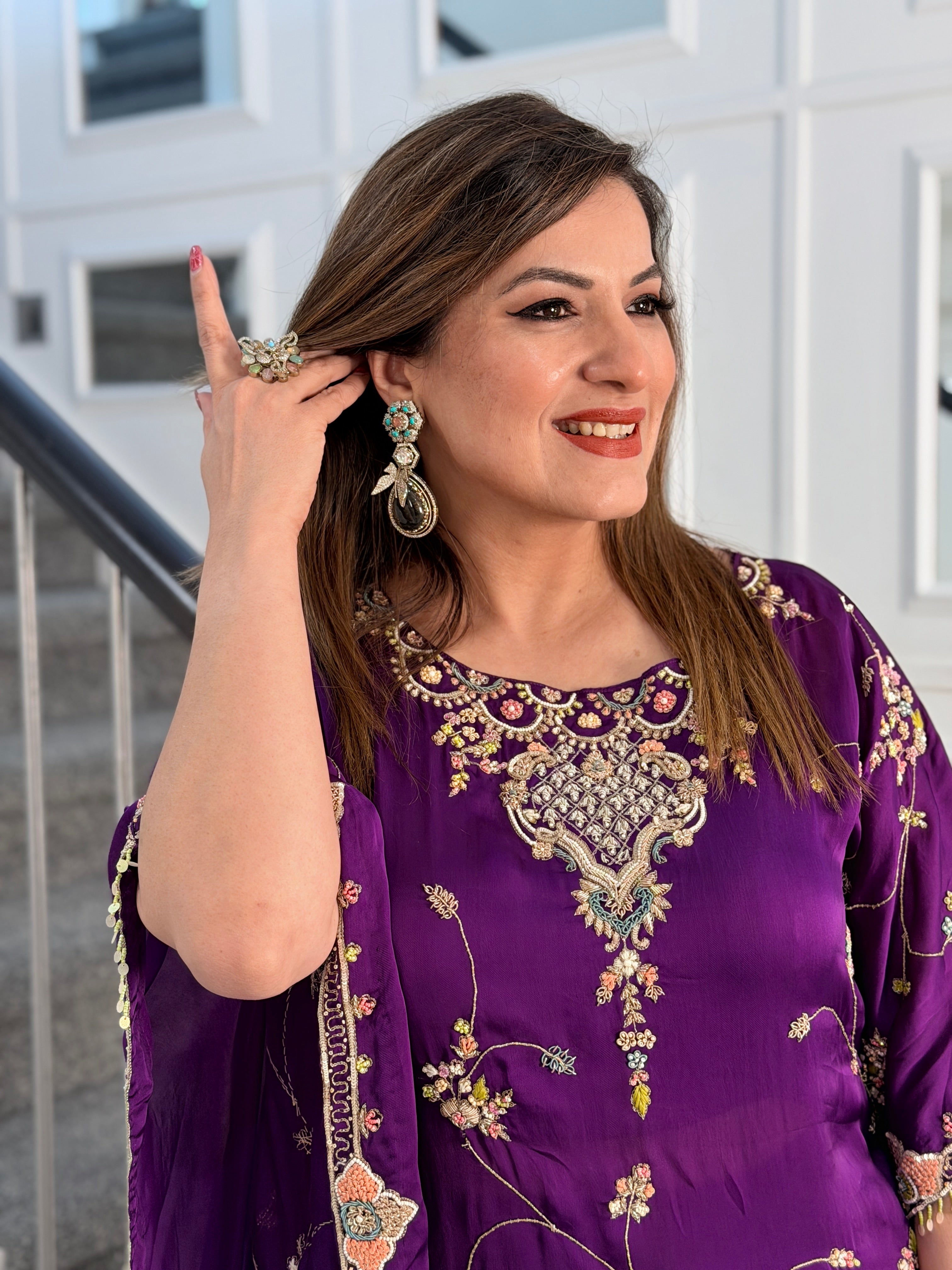 Elegant Purple Embellished Indo-Western Kurta - Indo-western Wear (2)