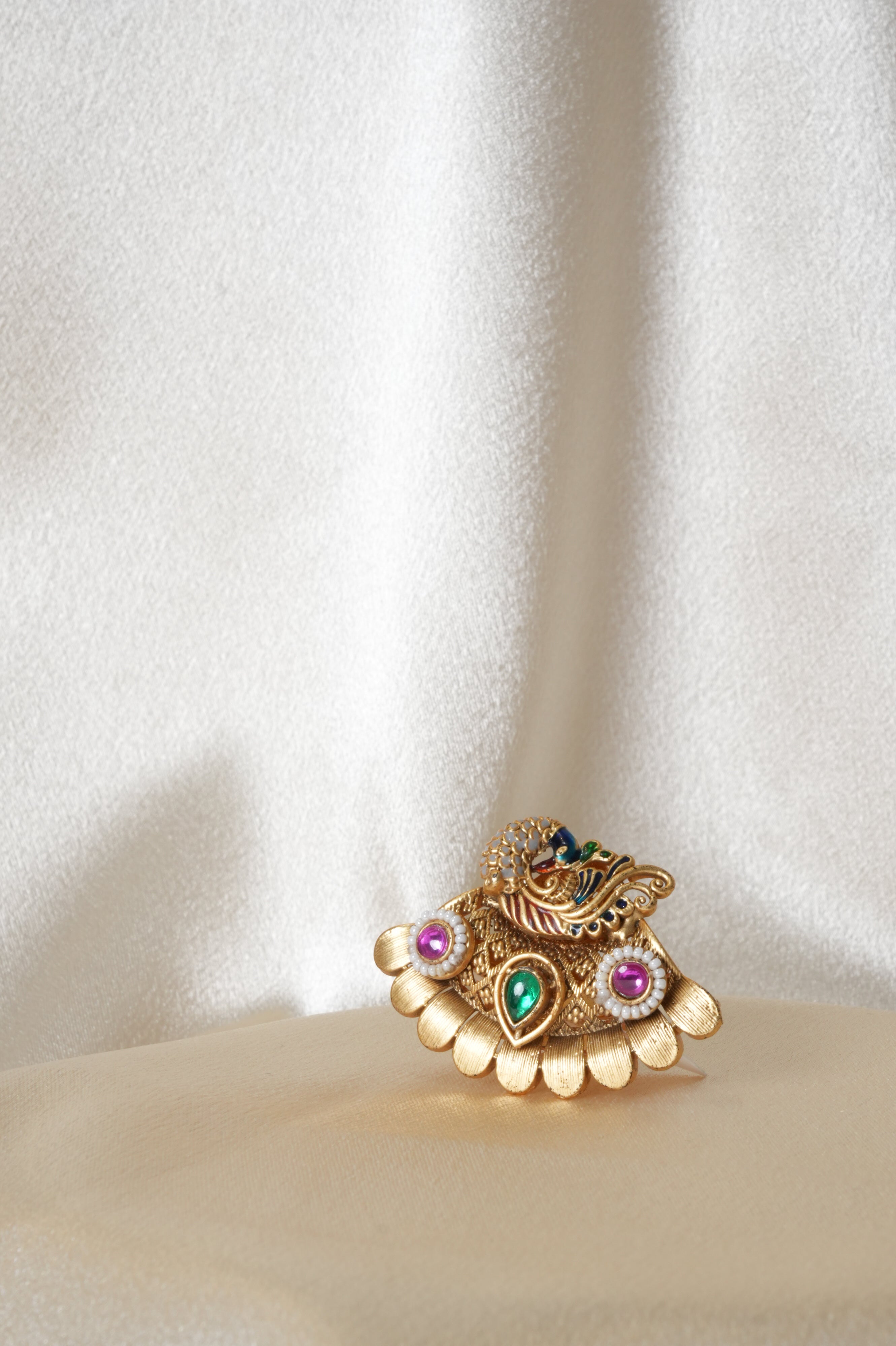 Elegant Gold Peacock Design Ring - Rings