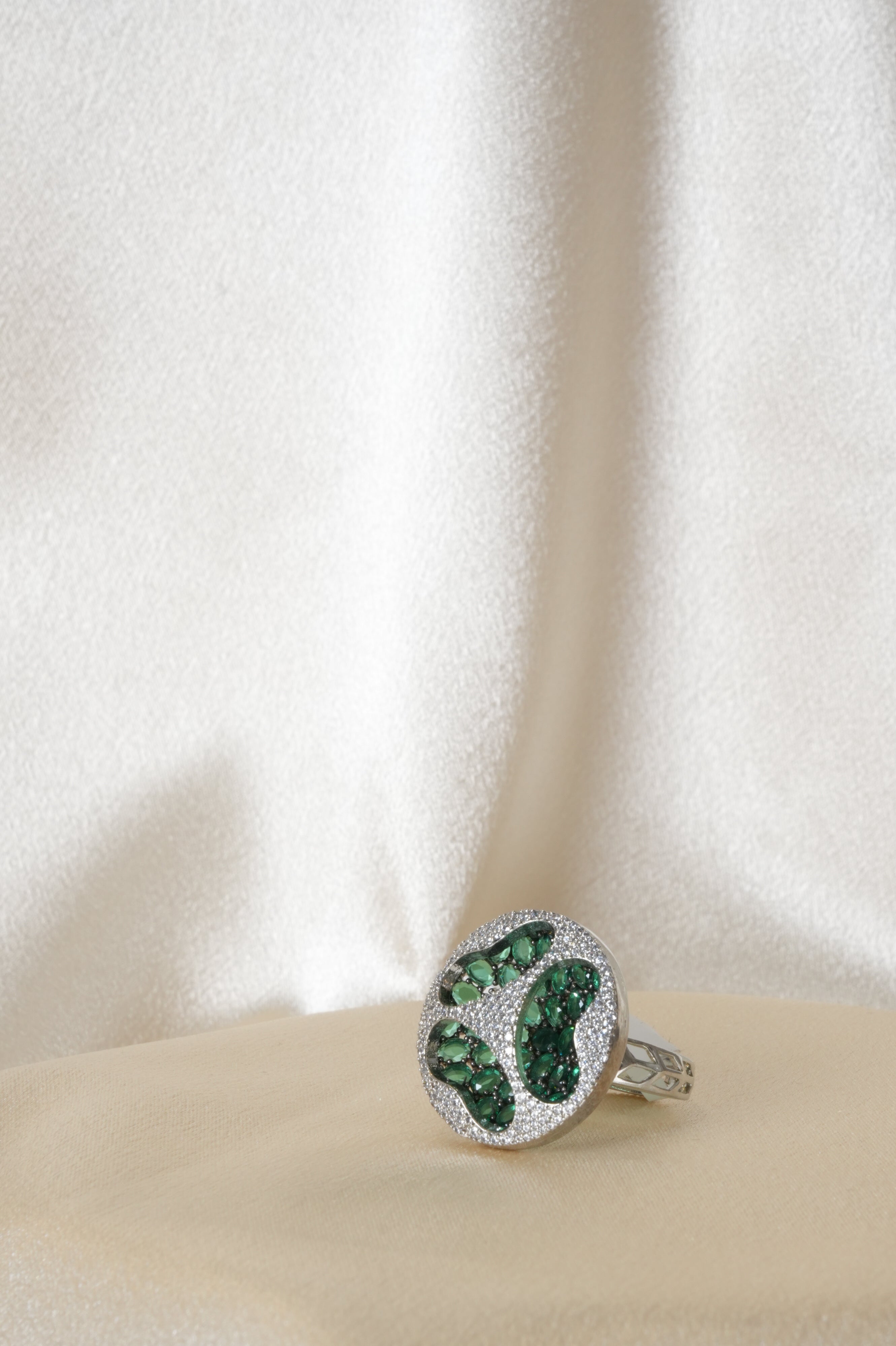 Elegant Emerald Cluster Cocktail Ring - Rings