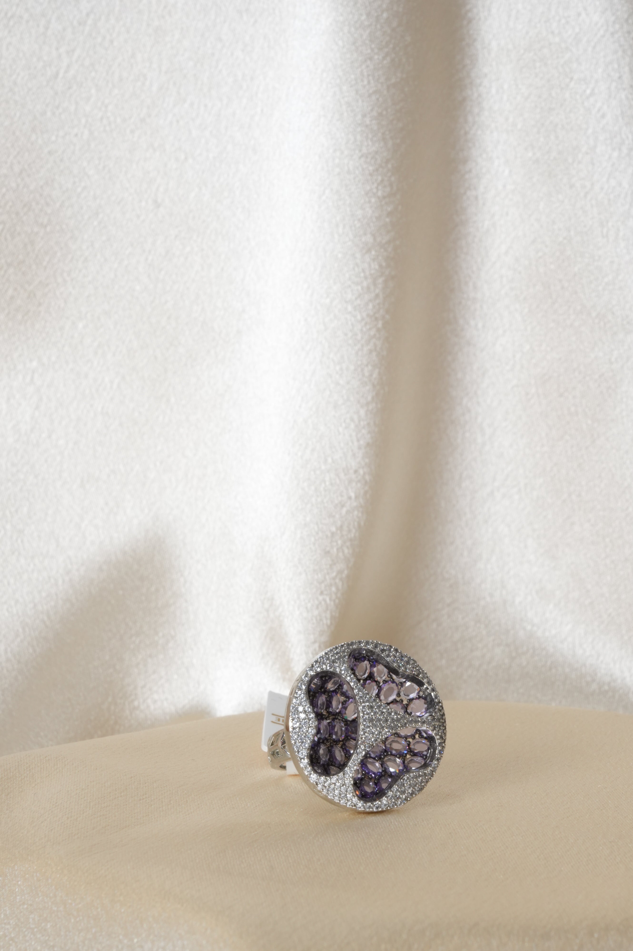 Elegant Silver Ring with Purple Gems - Rings