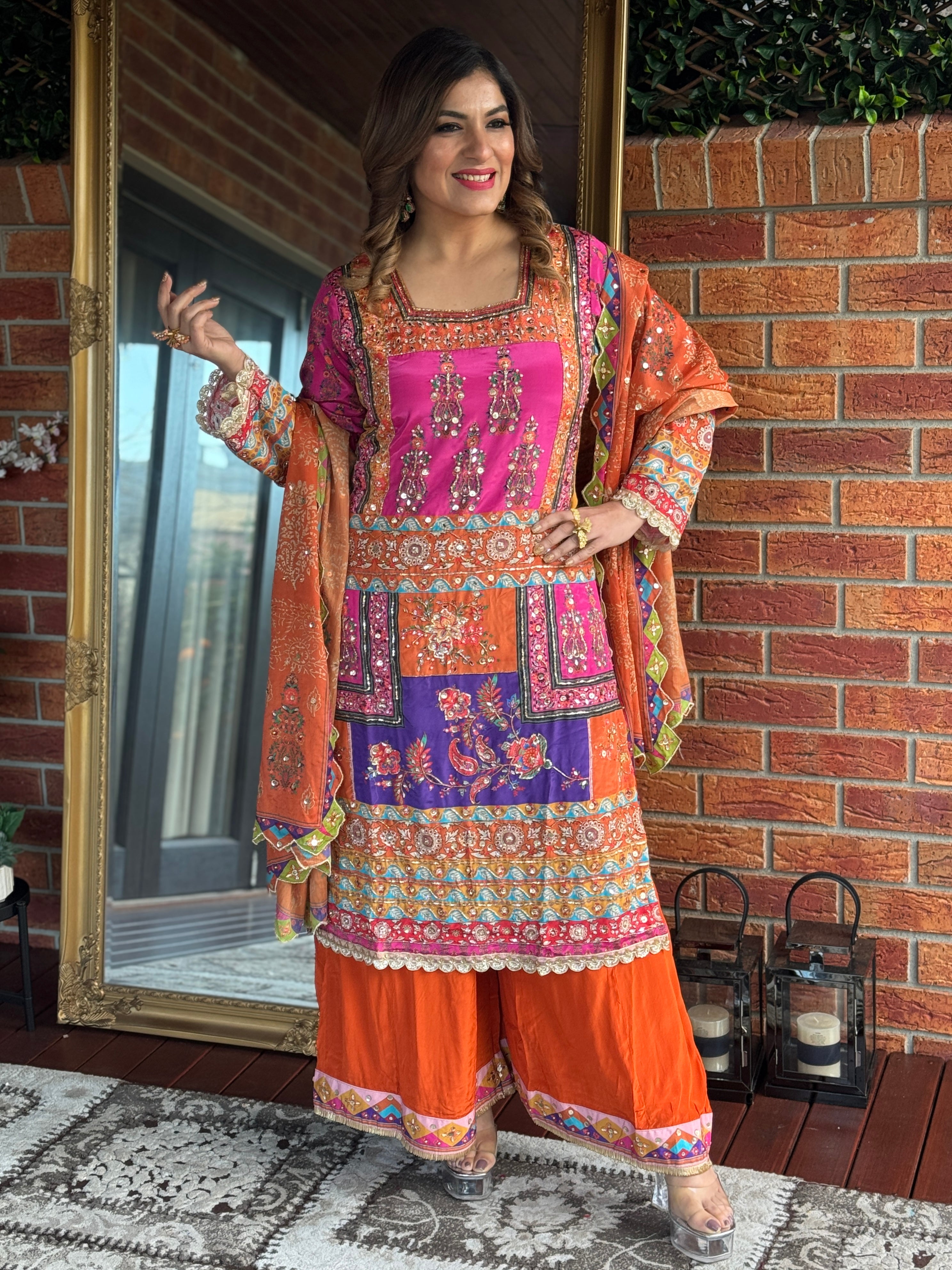 Vibrant Multicolor Embroidered Salwar Kameez - Salwar Kameez