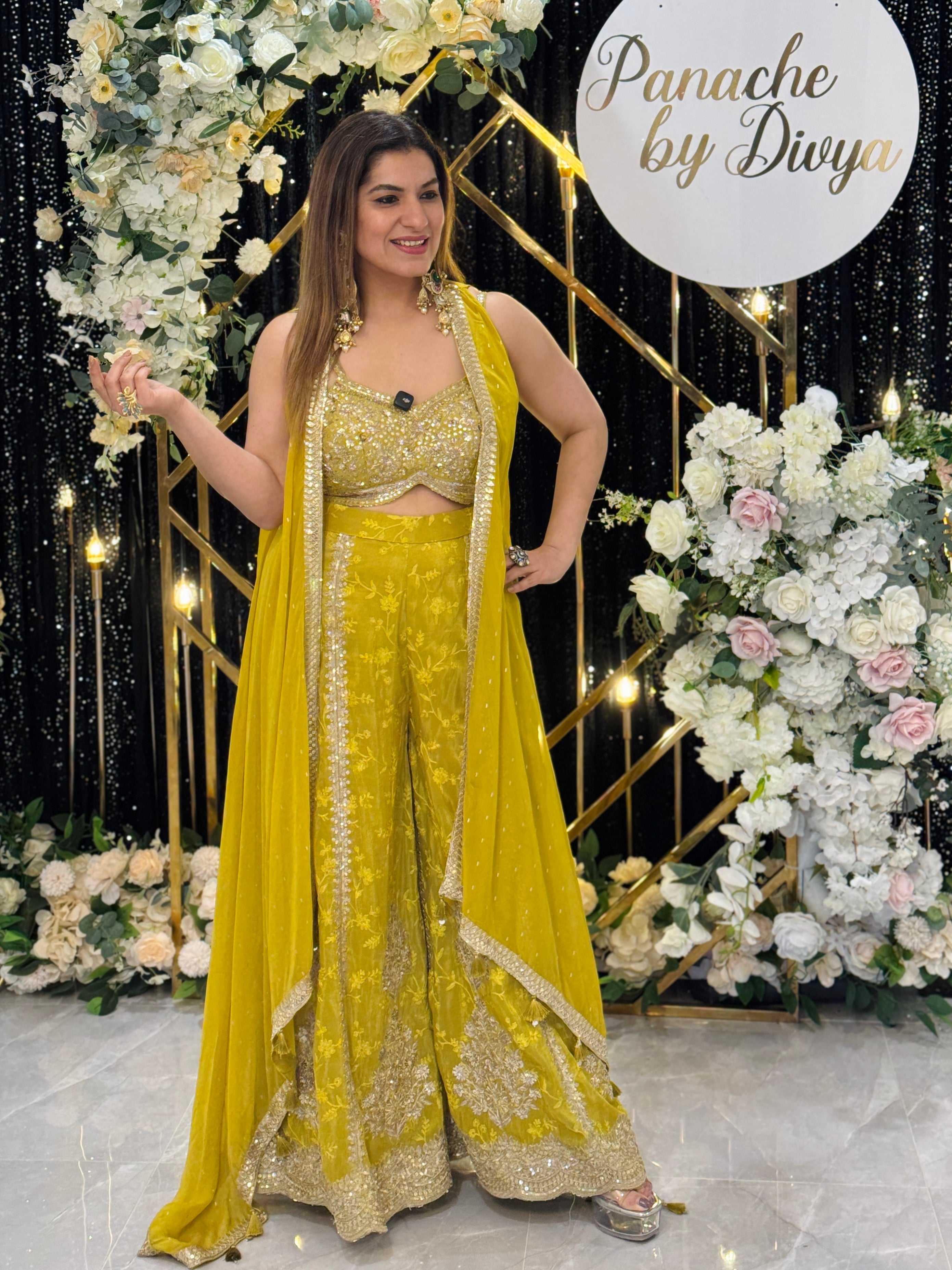 Yellow Embellished Indo-western Set - Indo-western Wear (2)