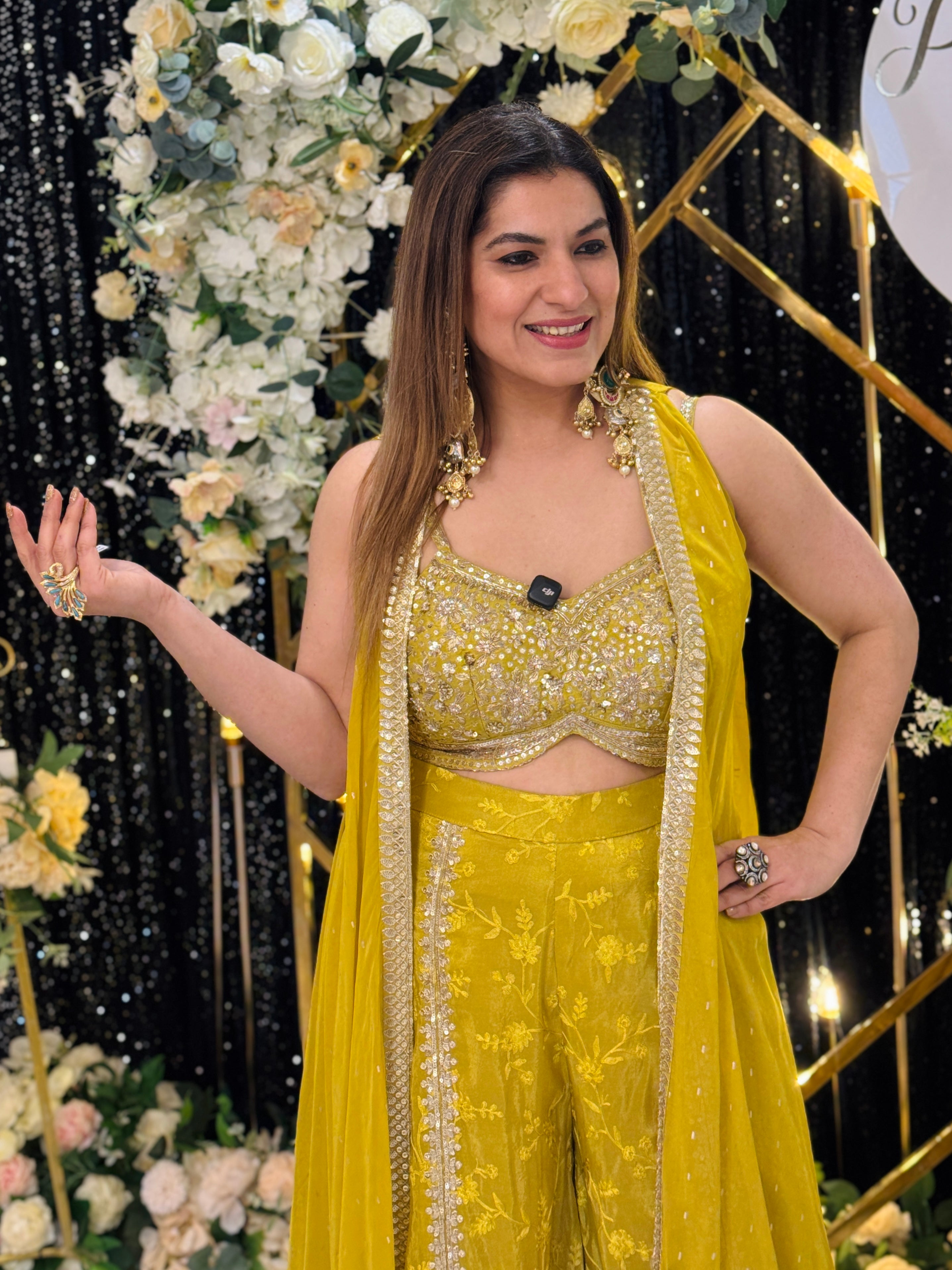 Yellow Embellished Indo-western Set - Indo-western Wear